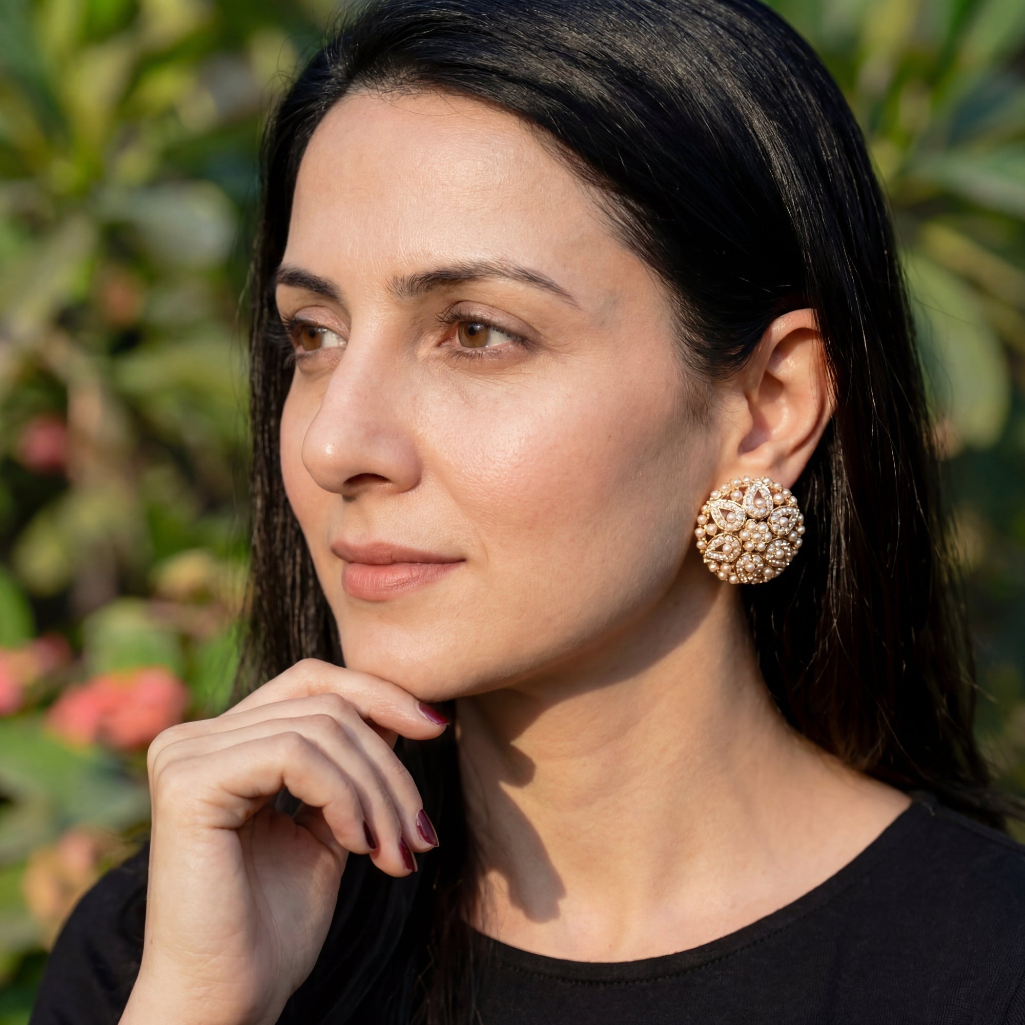 Intricate Pearl Tops | Classic Indian Design | Freshwater Pearls & Sterling Silver ER 572