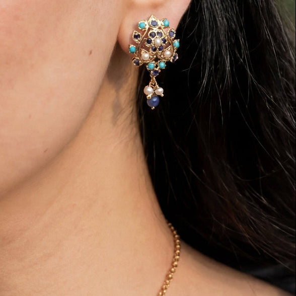 Delicate Jadau Chain Necklace Set | Gold Plated on Silver NS 444