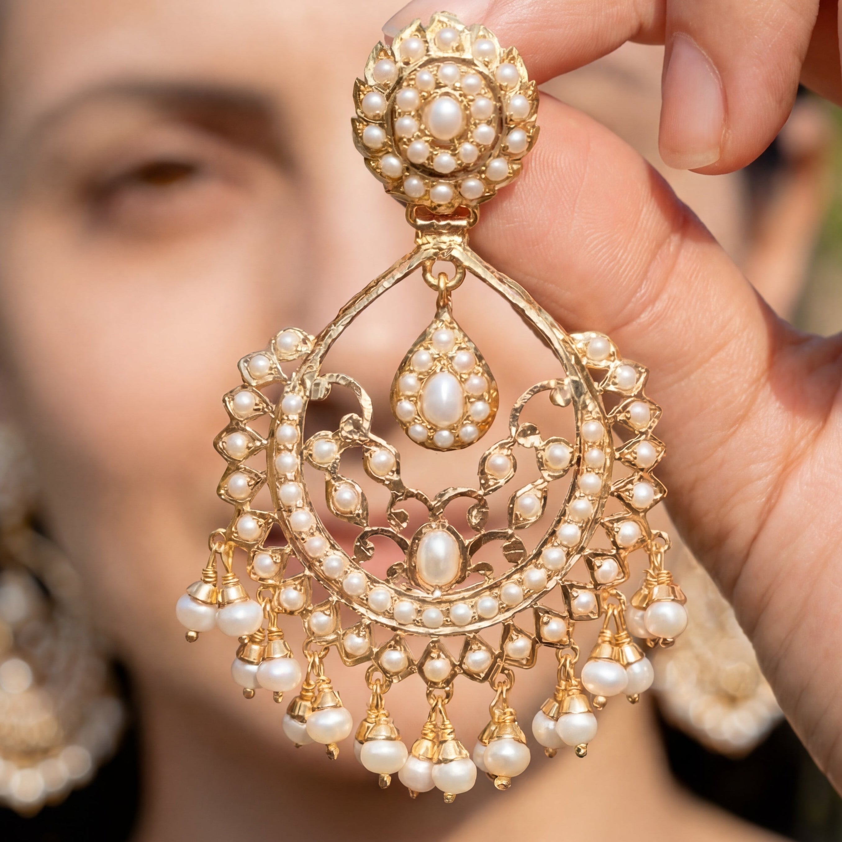 Pearl Chandbali Earrings Handcrafted in 925 Sterling Silver ER 472