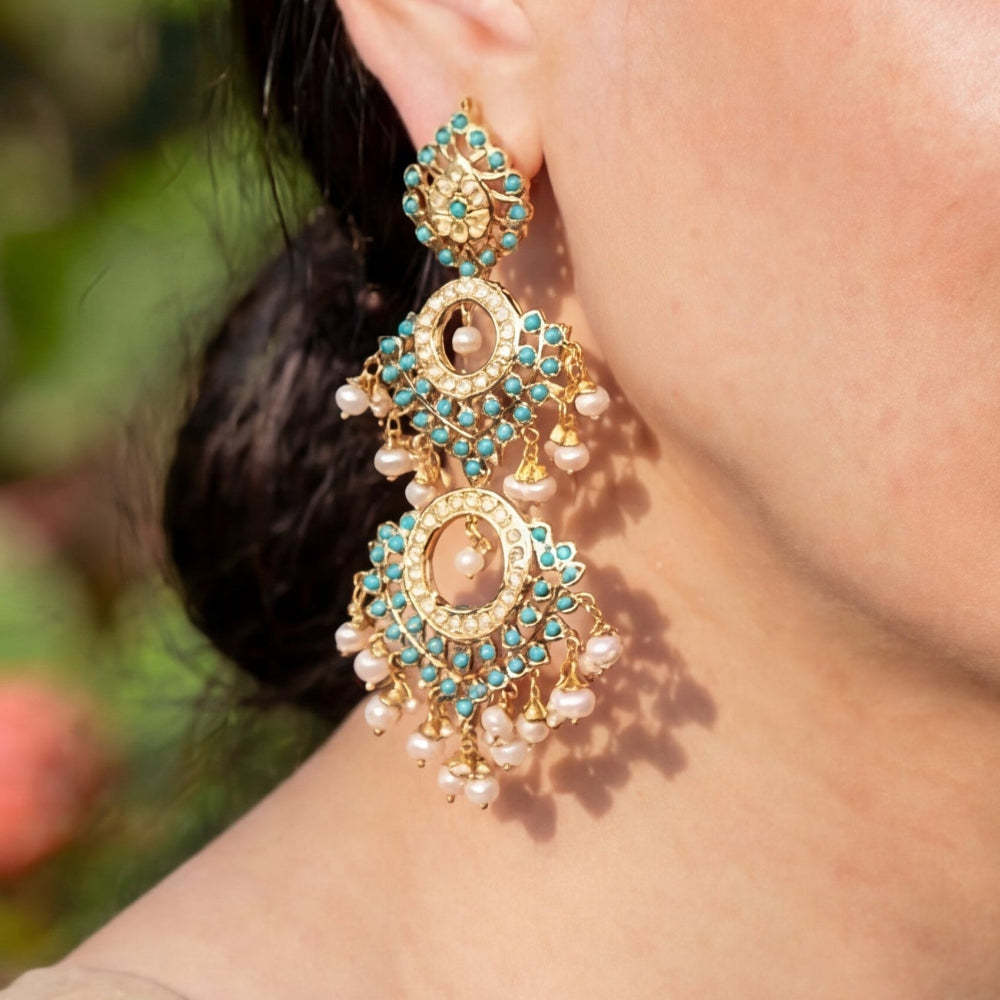 Turquoise Danglers For Women | Sterling Silver Earrings ER 330