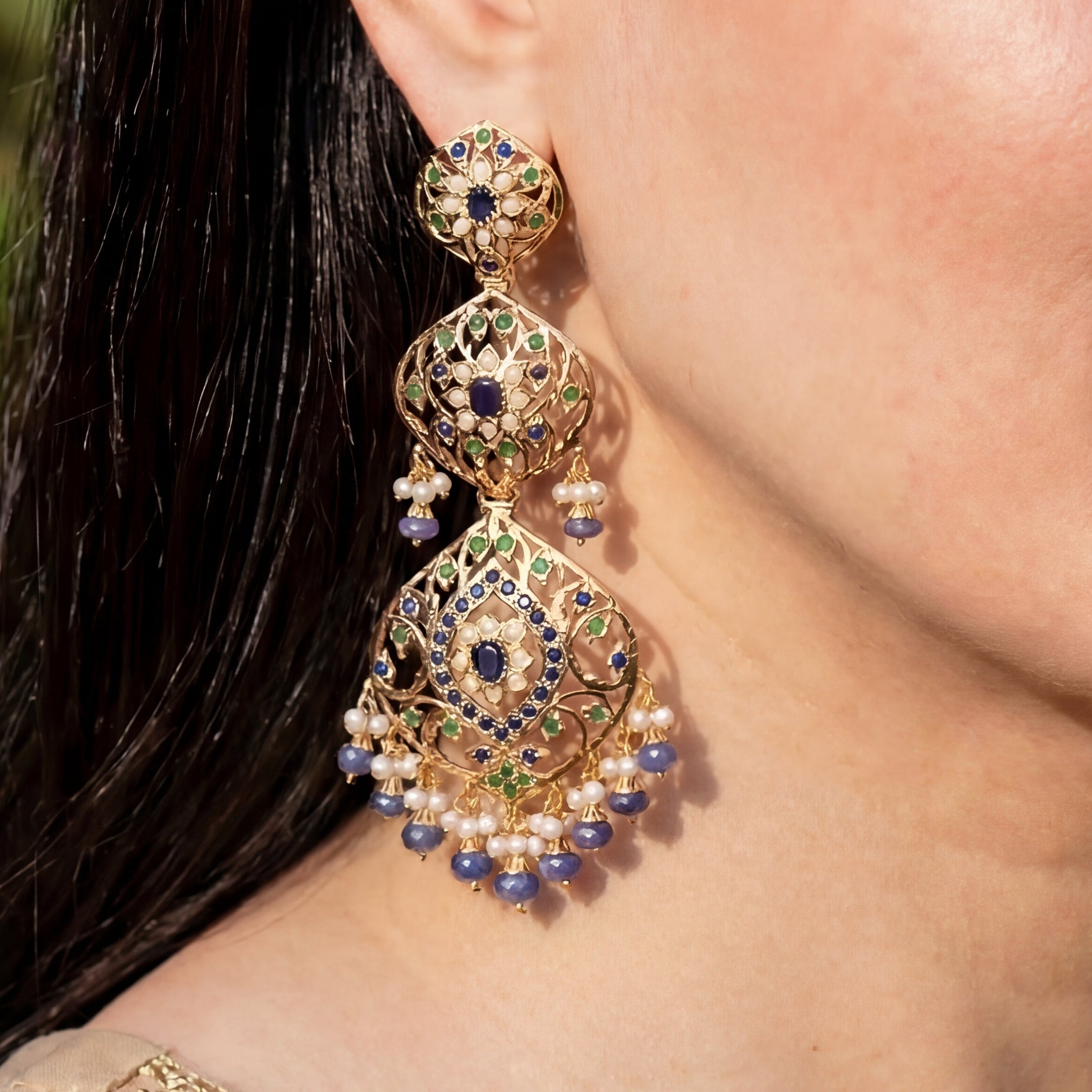 Premium Quality Indian Jewelry | 92.5% Sterling Silver Earrings ER 421