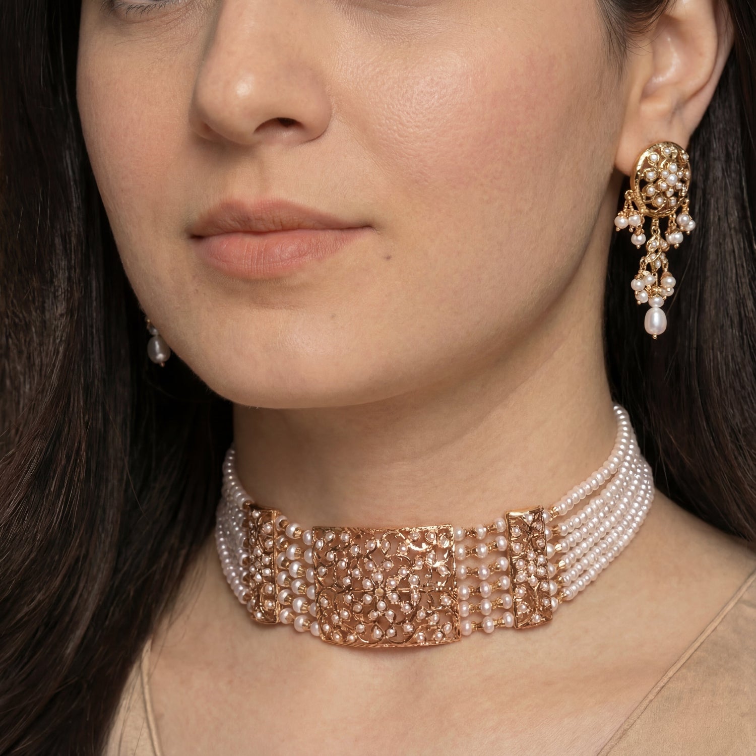 Classic Pearl Choker Set | Real Freshwater Pearls NS 428