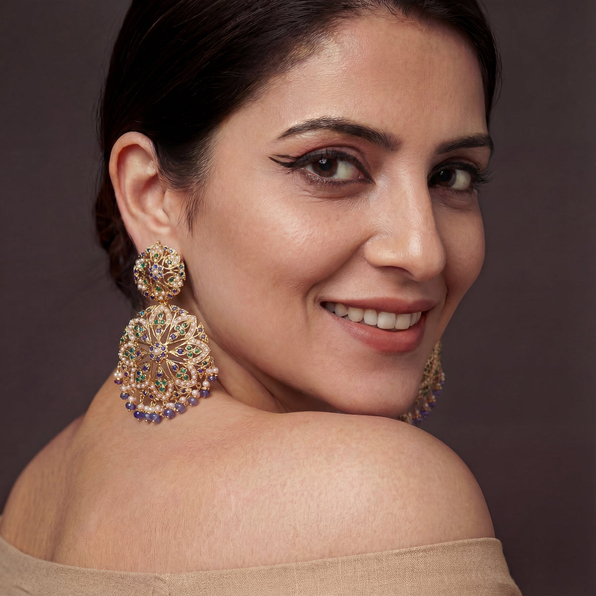 Attractive Indian Silver Earrings | Multicolored Jewelry for Women ER 103