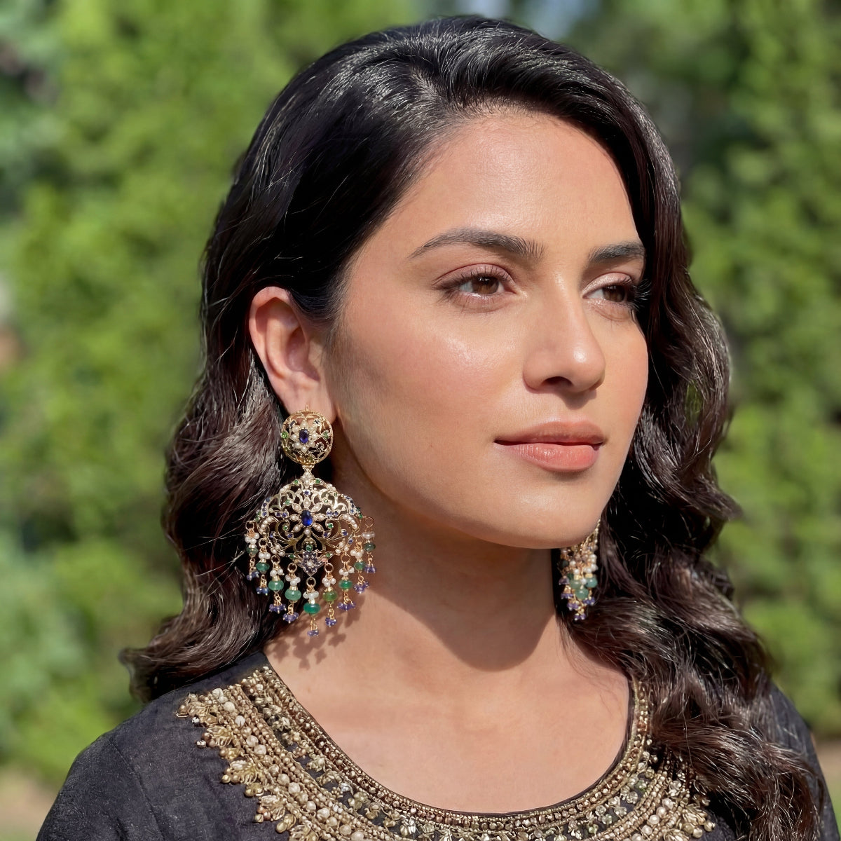 Multicoloured Earrings in Gold Plated Silver ER 268