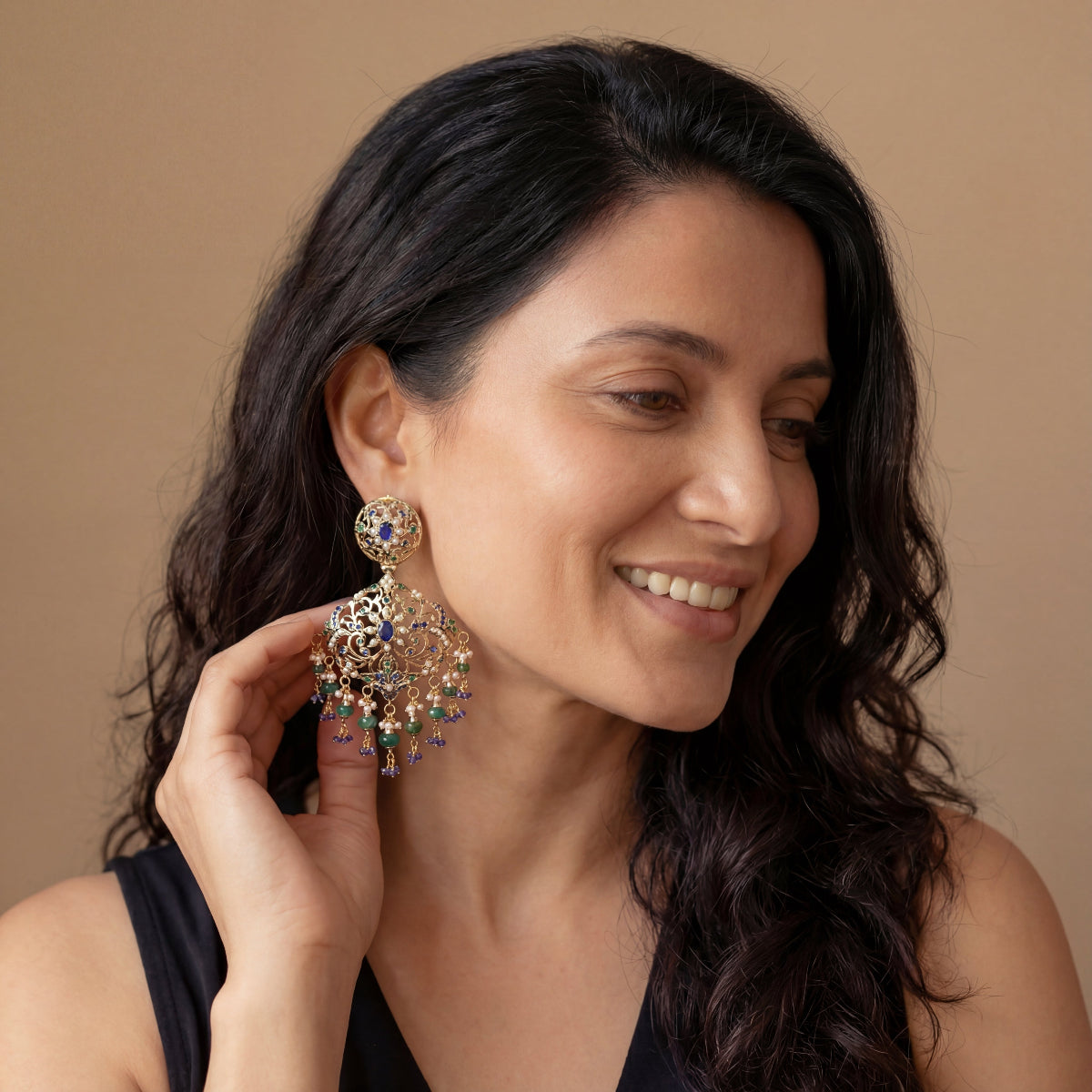 Multicoloured Earrings in Gold Plated Silver ER 268