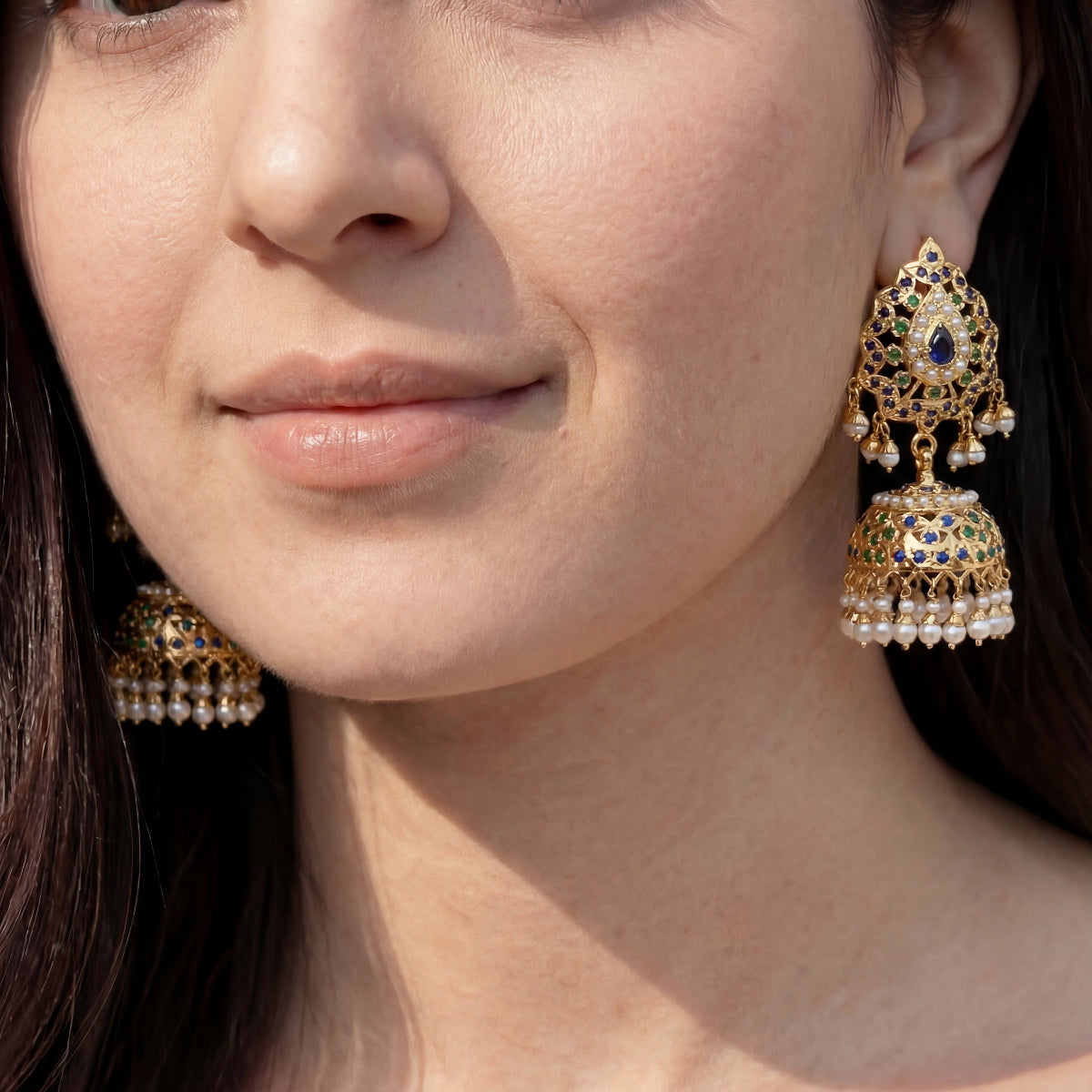 Jadau Jhumkas in Silver | Indian Fashion Jewelry Online ER 313