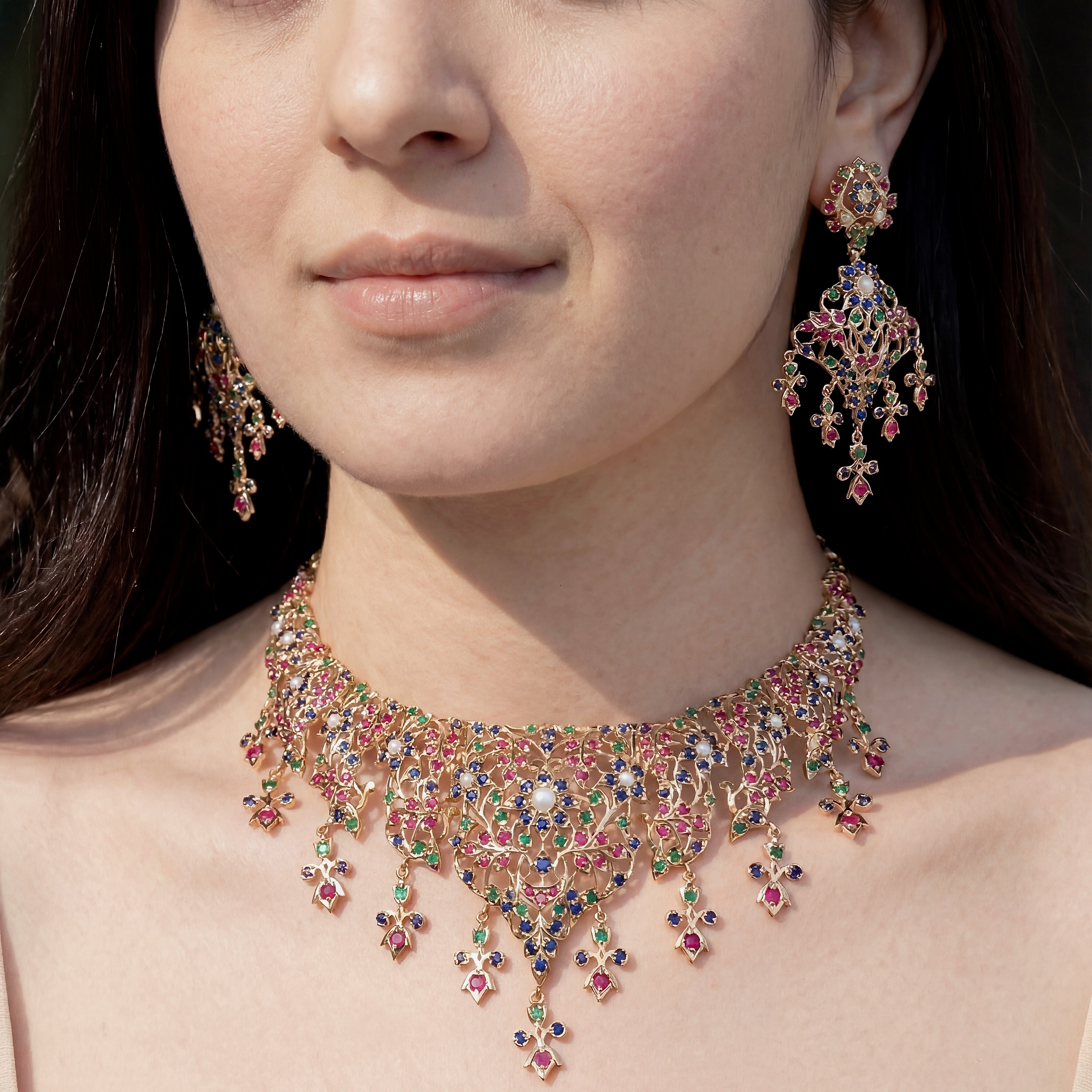 Antique Design Indian Necklace Set | Gold Plated Jewelry Online | Old World Charm NS 387