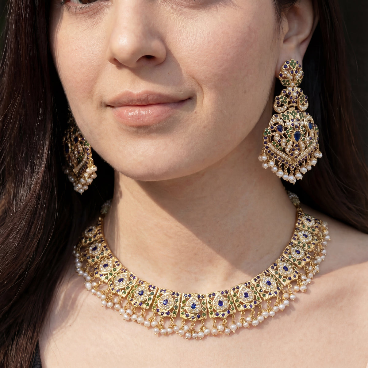 NECKLACE SET WITH STATEMENT EARRINGS | TRADITIONAL INDIAN JEWELLERY NS 244