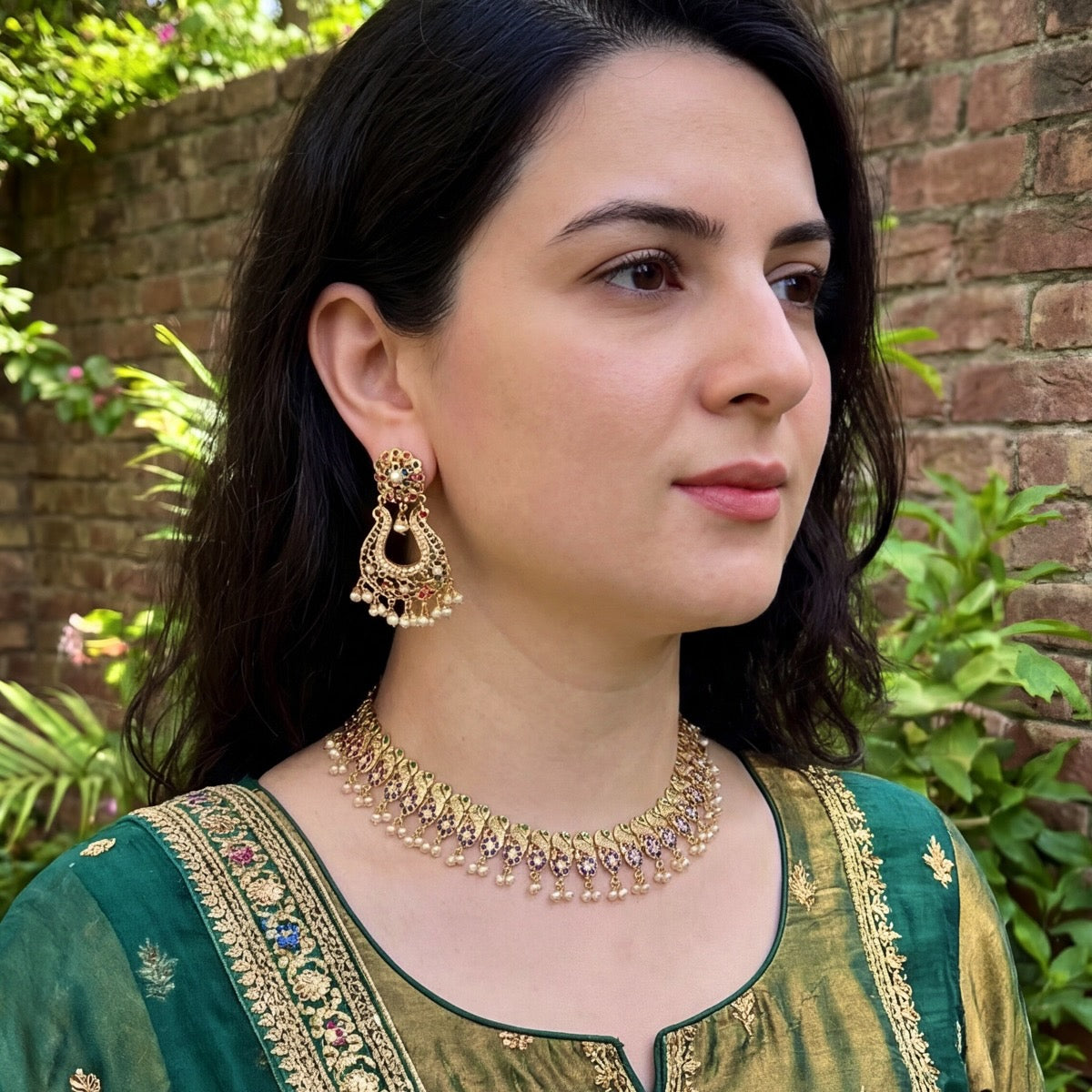 Premium Indian Gold Plated Jewellery Online | Multicoloured Necklace Set NS 272