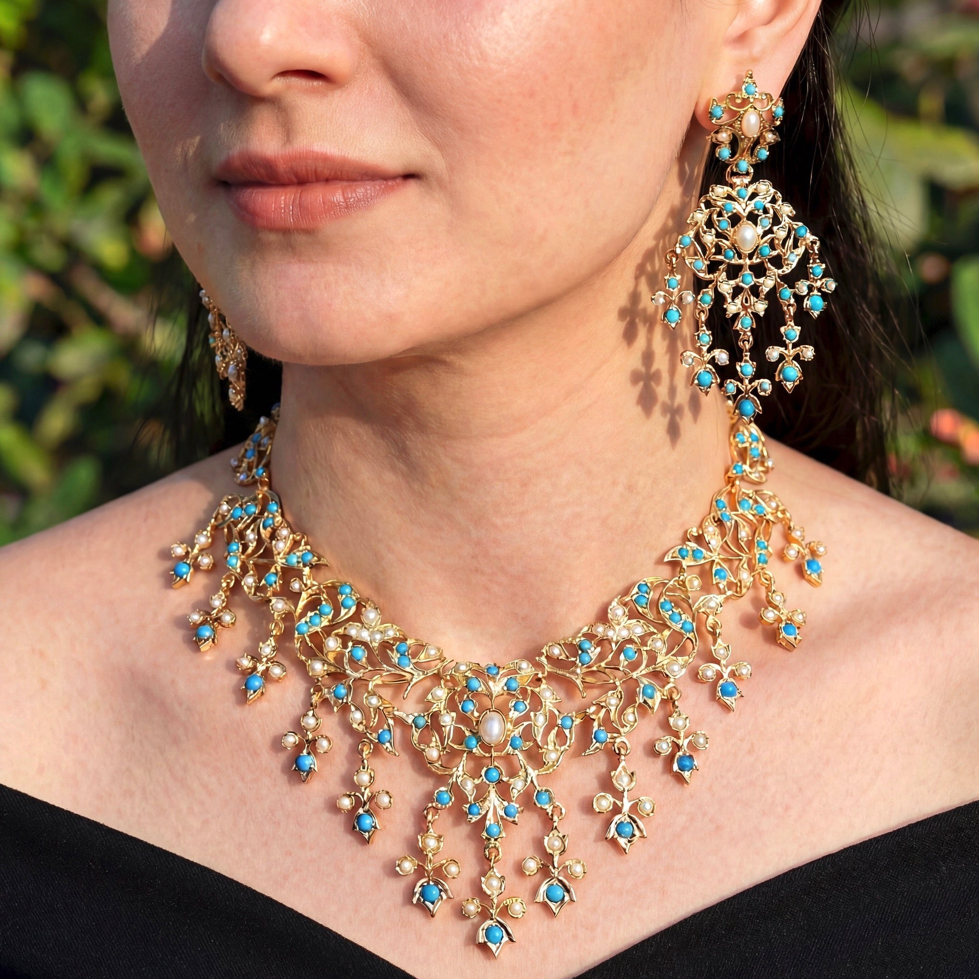 Gold Plated Indian Jewellery | Antique Necklace Set Design NS 056