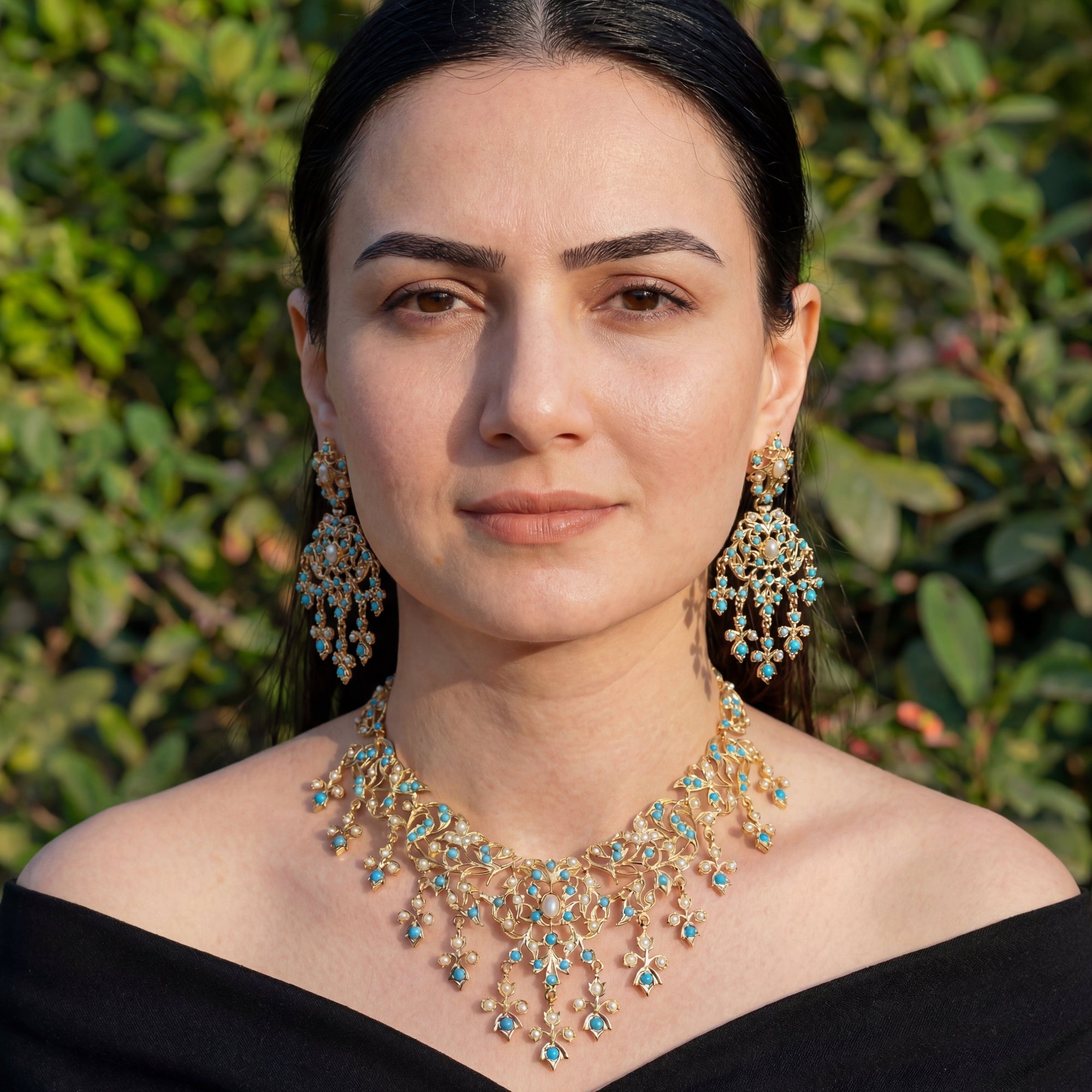 Gold Plated Indian Jewellery | Antique Necklace Set Design NS 056