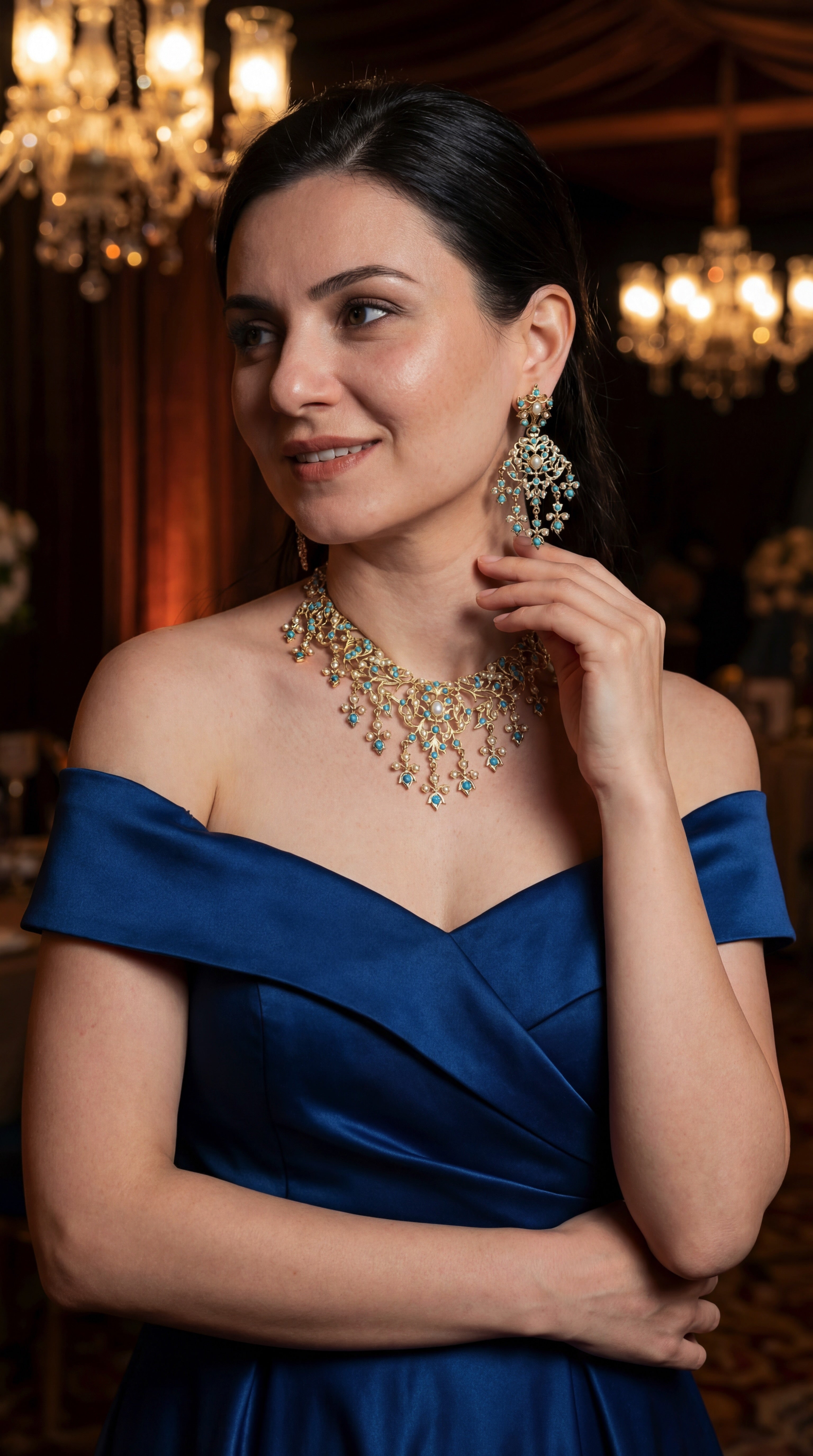 Gold Plated Indian Jewellery | Antique Necklace Set Design NS 056