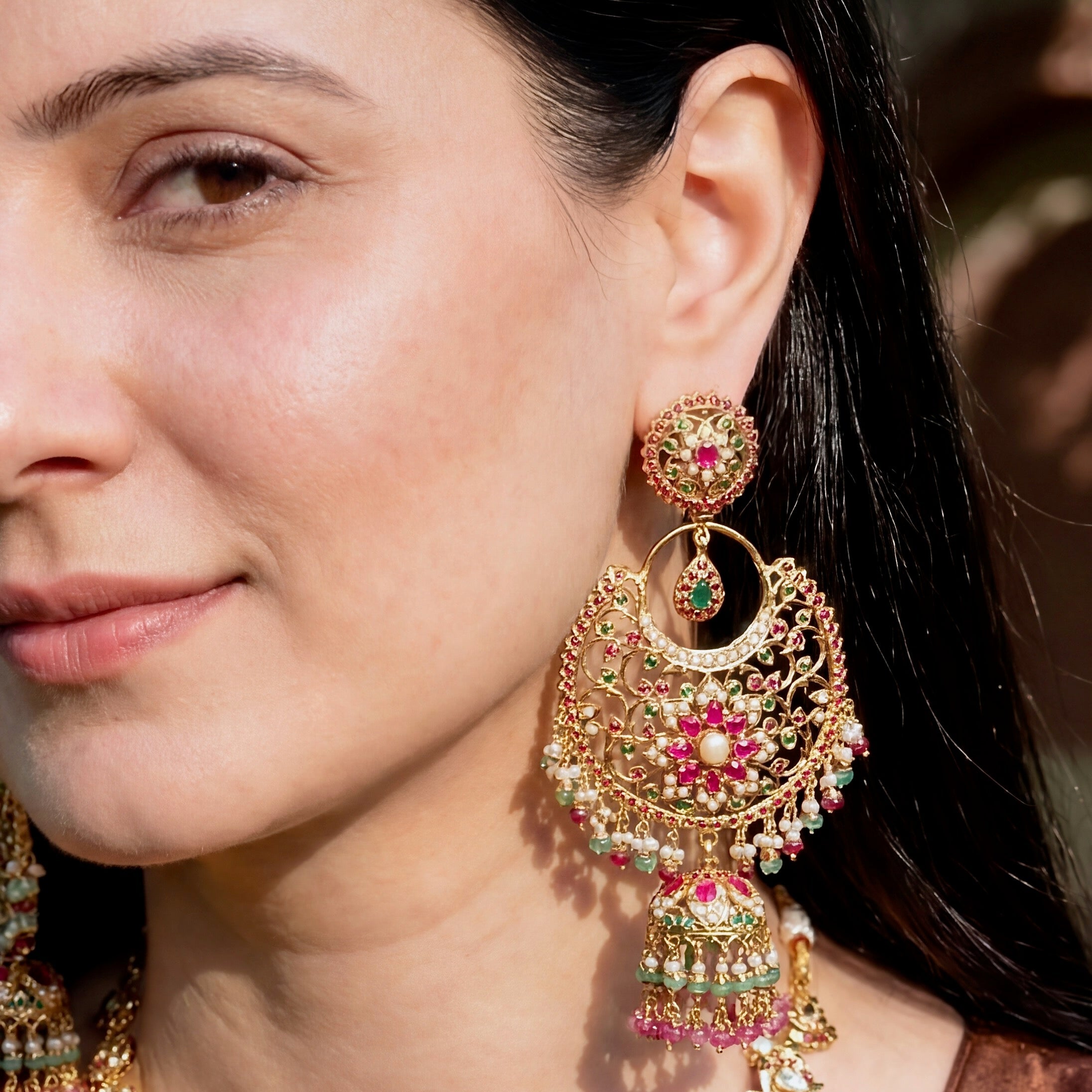 Statement Gold Plated Chandbali Jhumka Earrings | Bridal Fashion Jewellery ER 451