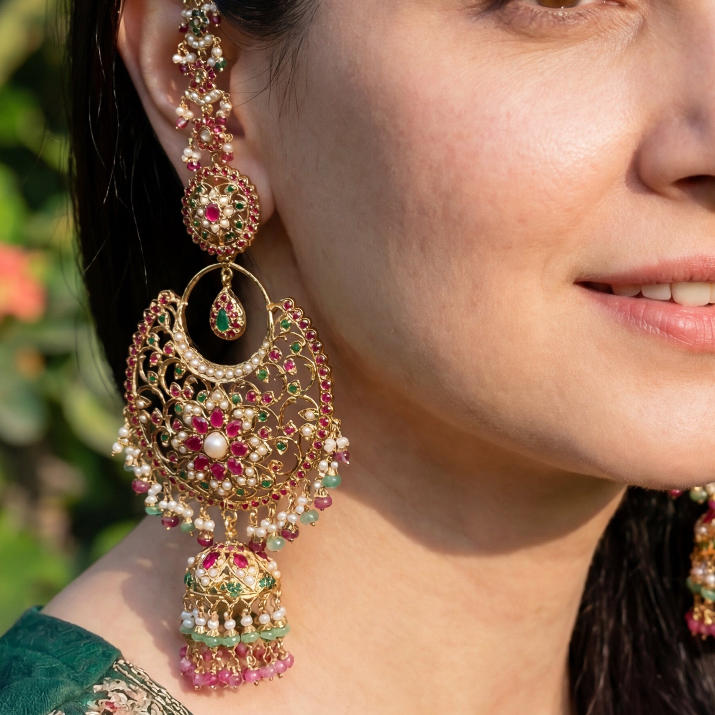 Statement Gold Plated Chandbali Jhumka Earrings | Bridal Fashion Jewellery ER 451