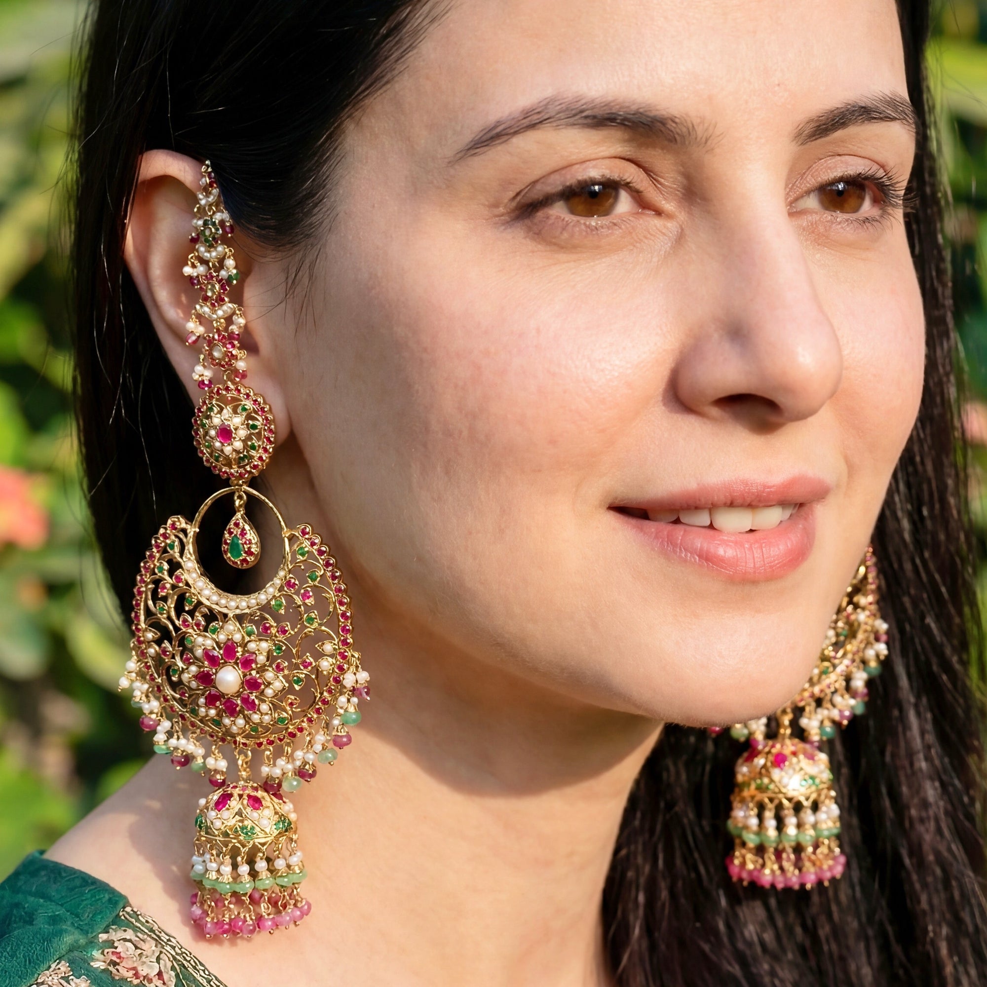Statement Gold Plated Chandbali Jhumka Earrings | Bridal Fashion Jewellery ER 451