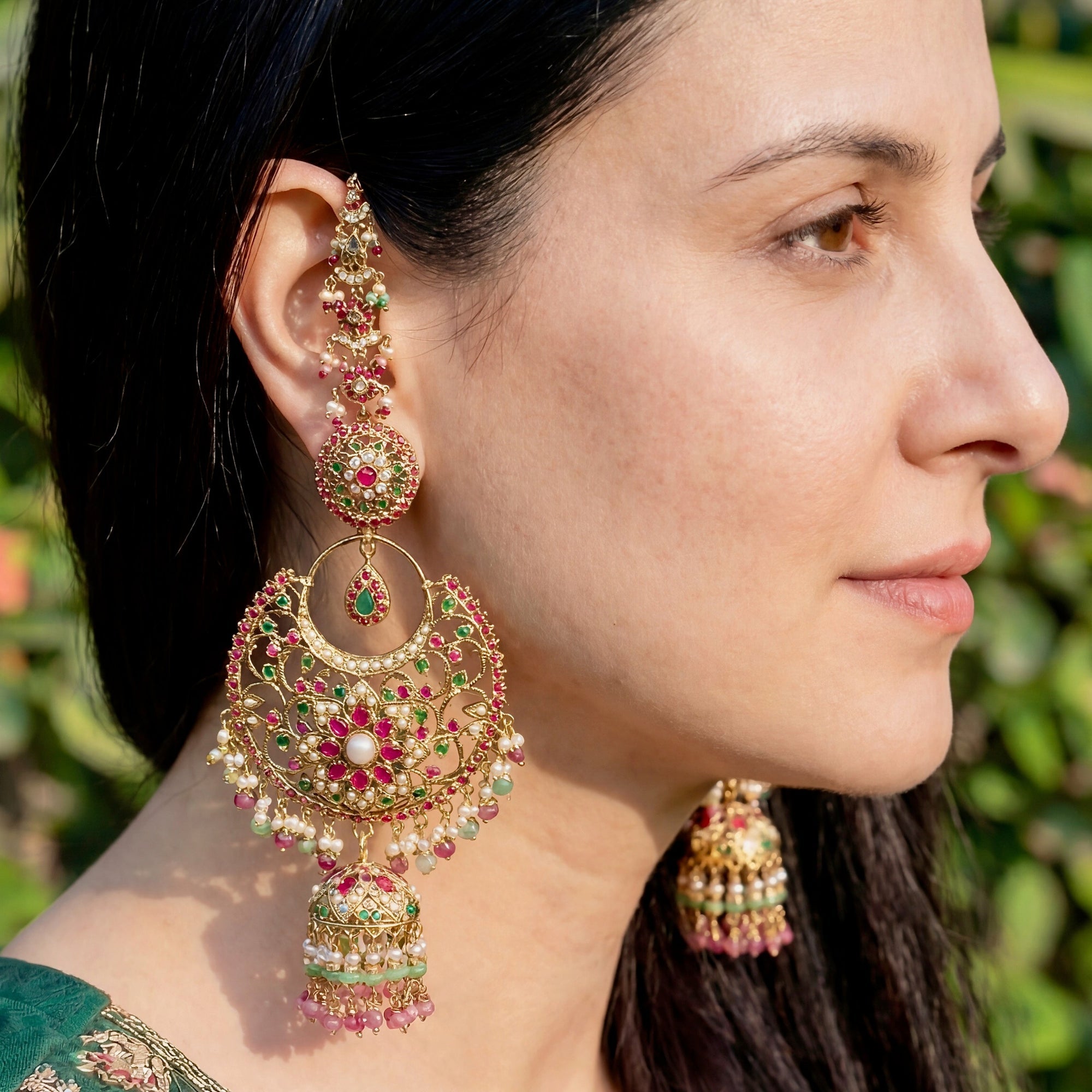 Statement Gold Plated Chandbali Jhumka Earrings | Bridal Fashion Jewellery ER 451