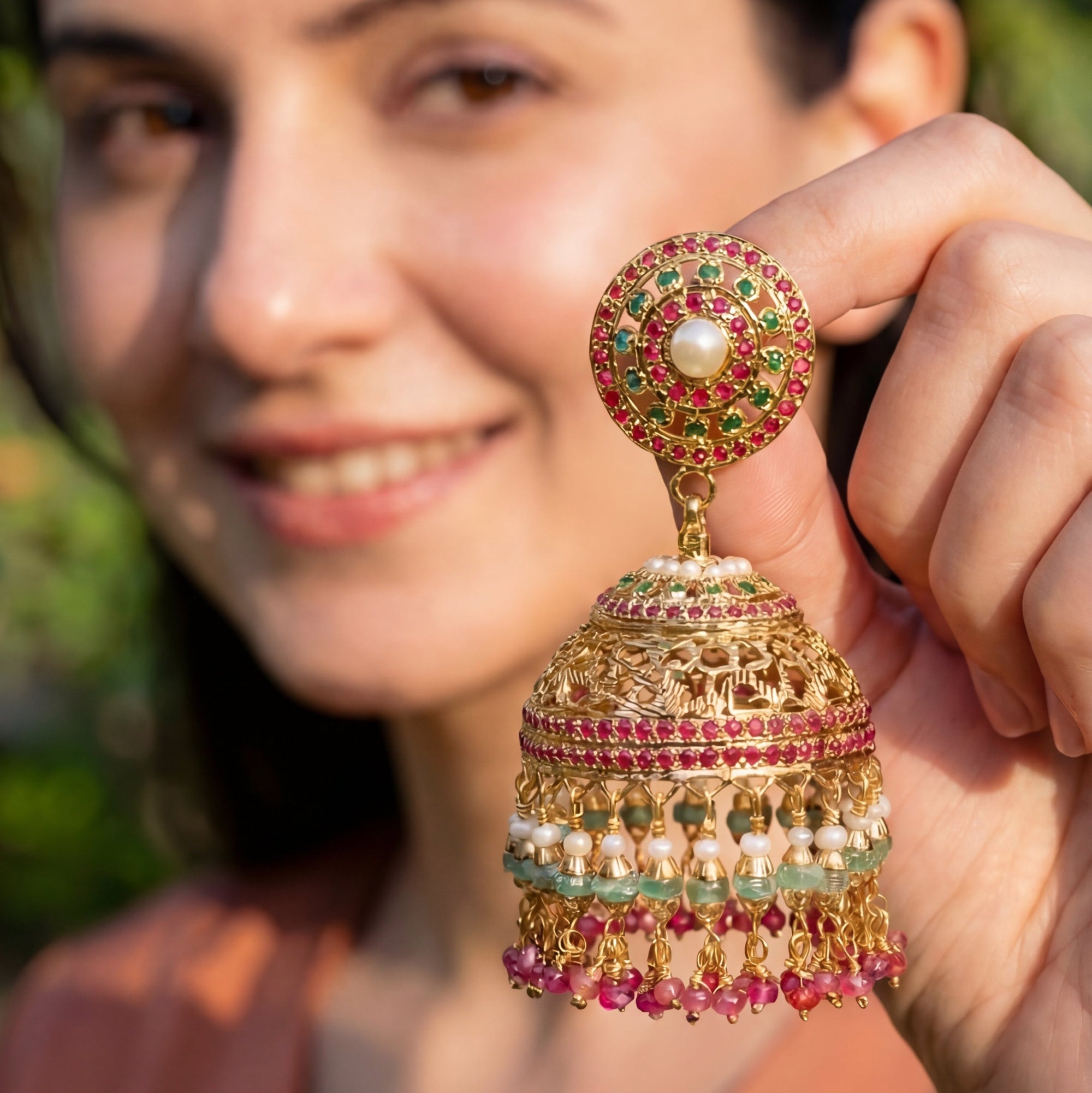 Indian Jhumka For Women | Bridal Jhumki Earrings | Bold Design | 925 Silver Base ER 417