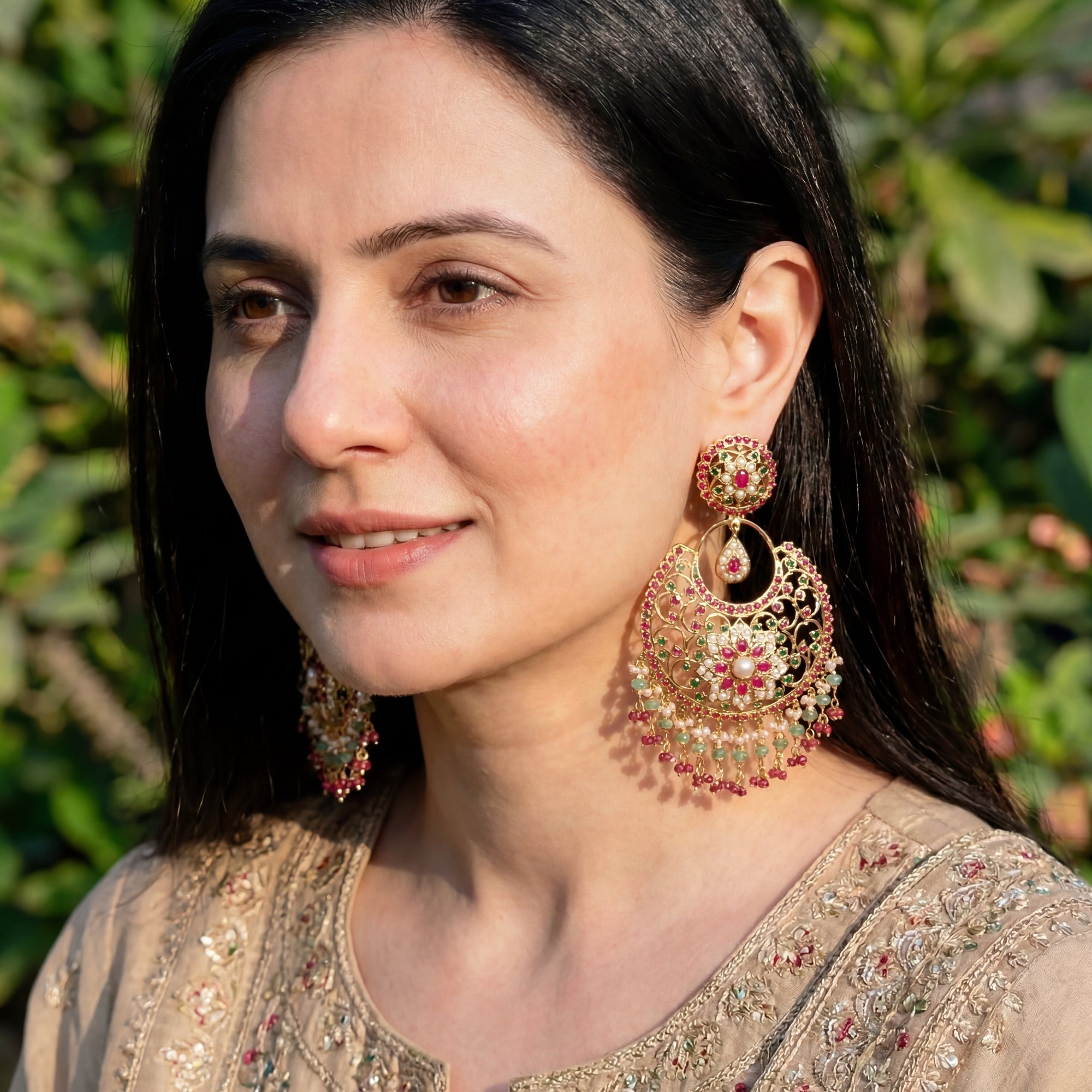 Exquisite Bridal Chandbali Earrings | Unique Indian Designs on Silver ER 227