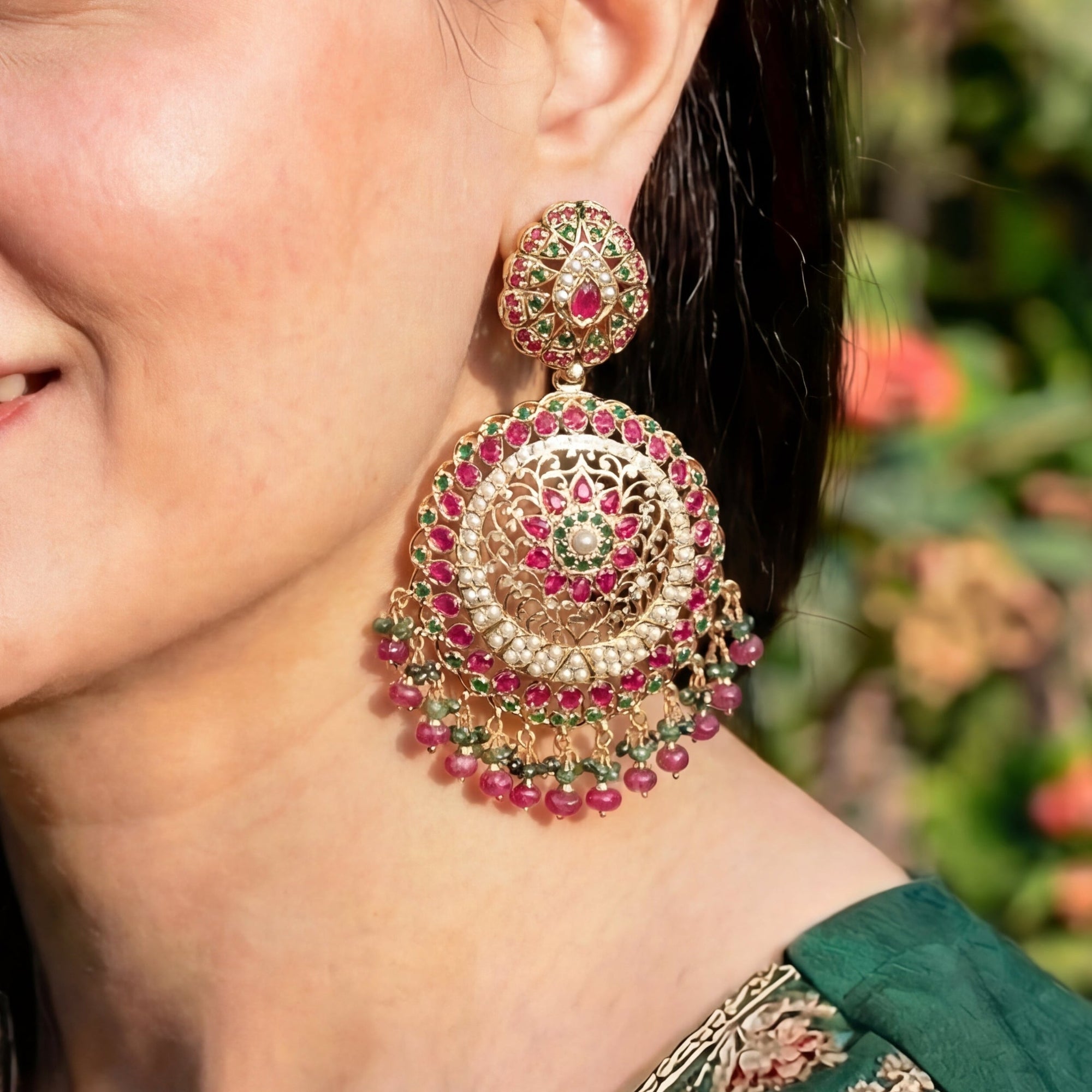 Statement Jadau Jhala Earrings | For Women | Gold Plated Silver ER 006