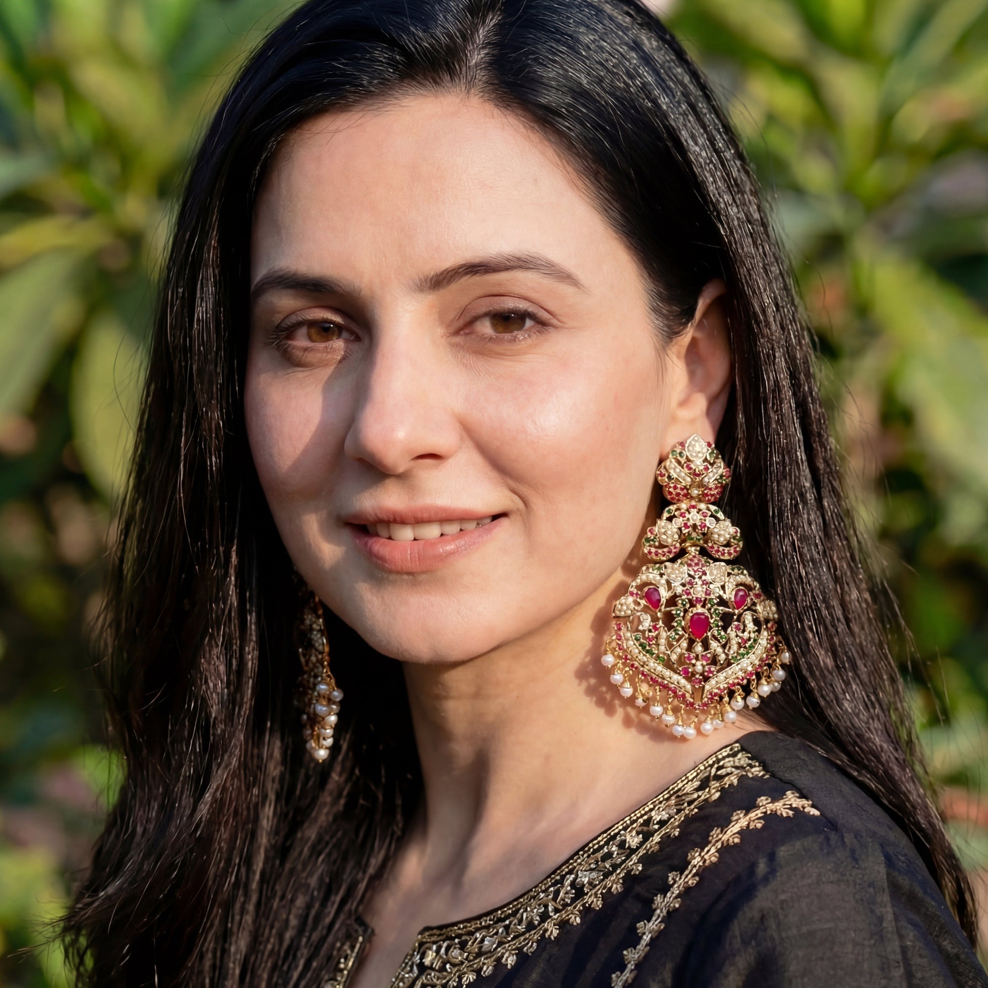 Statement Indian Silver Earrings | Traditional Jadau Jewellery | Long Earrings ER 440