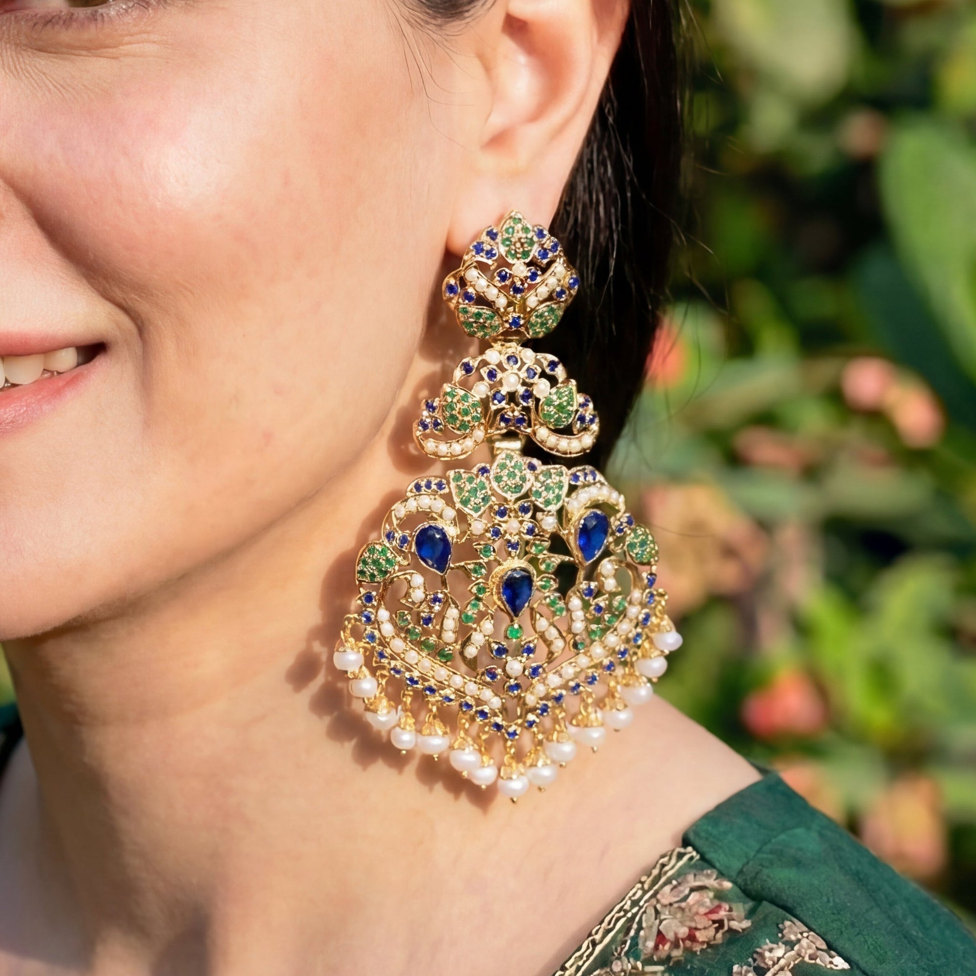 Indian Silver Earrings | Mughal Inspired Jewellery Design ER 338