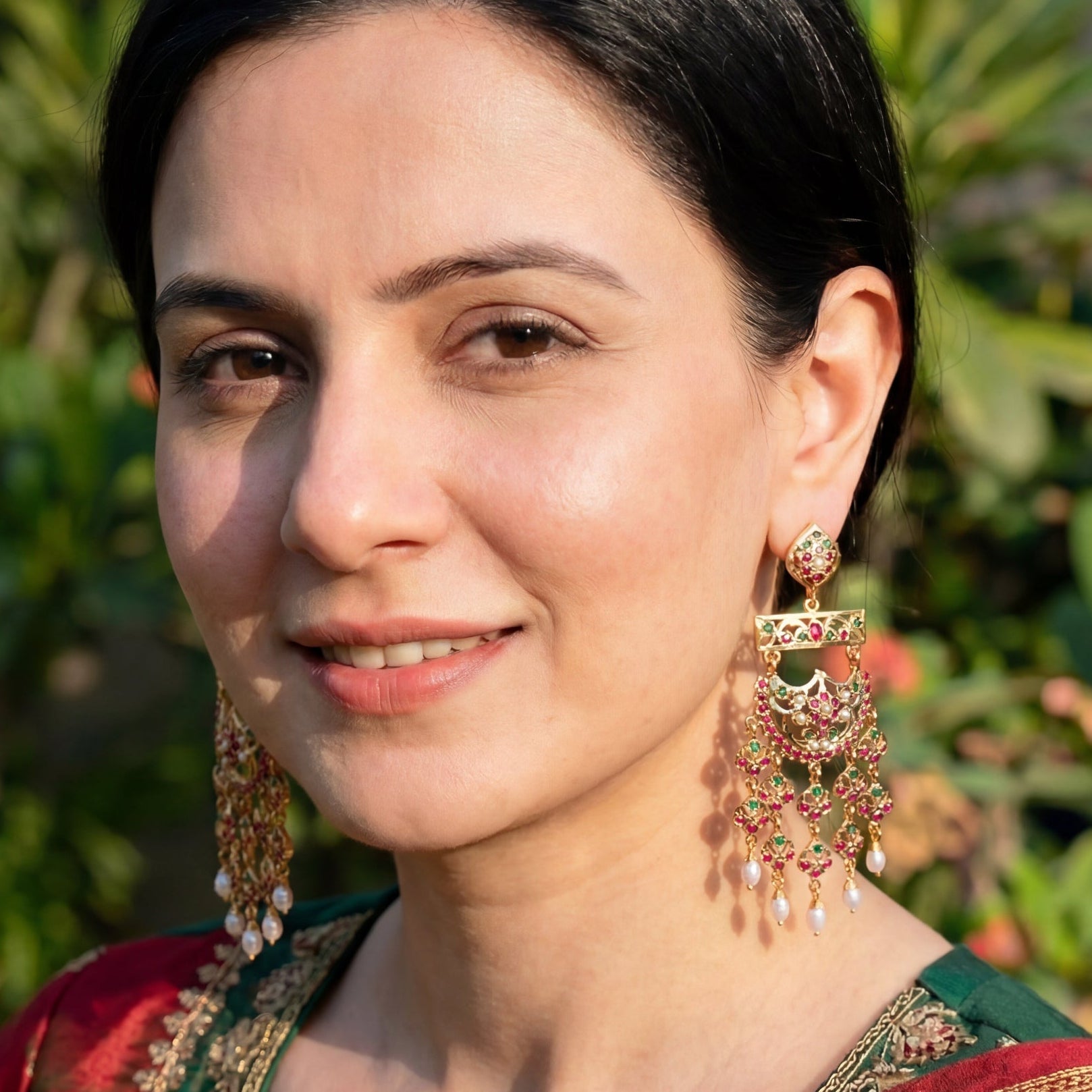 Ethnic Indian Earrings | Stone Studded on Silver ER 570