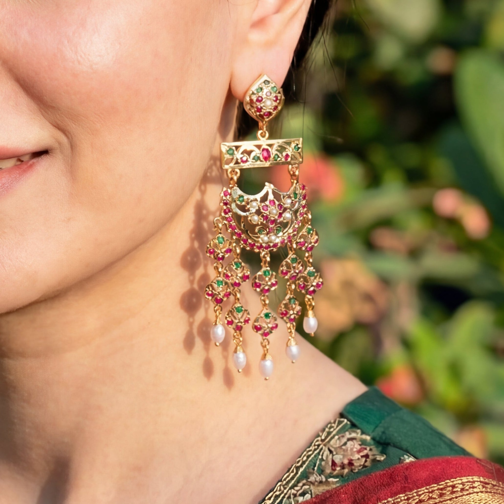 Ethnic Indian Earrings | Stone Studded on Silver ER 570