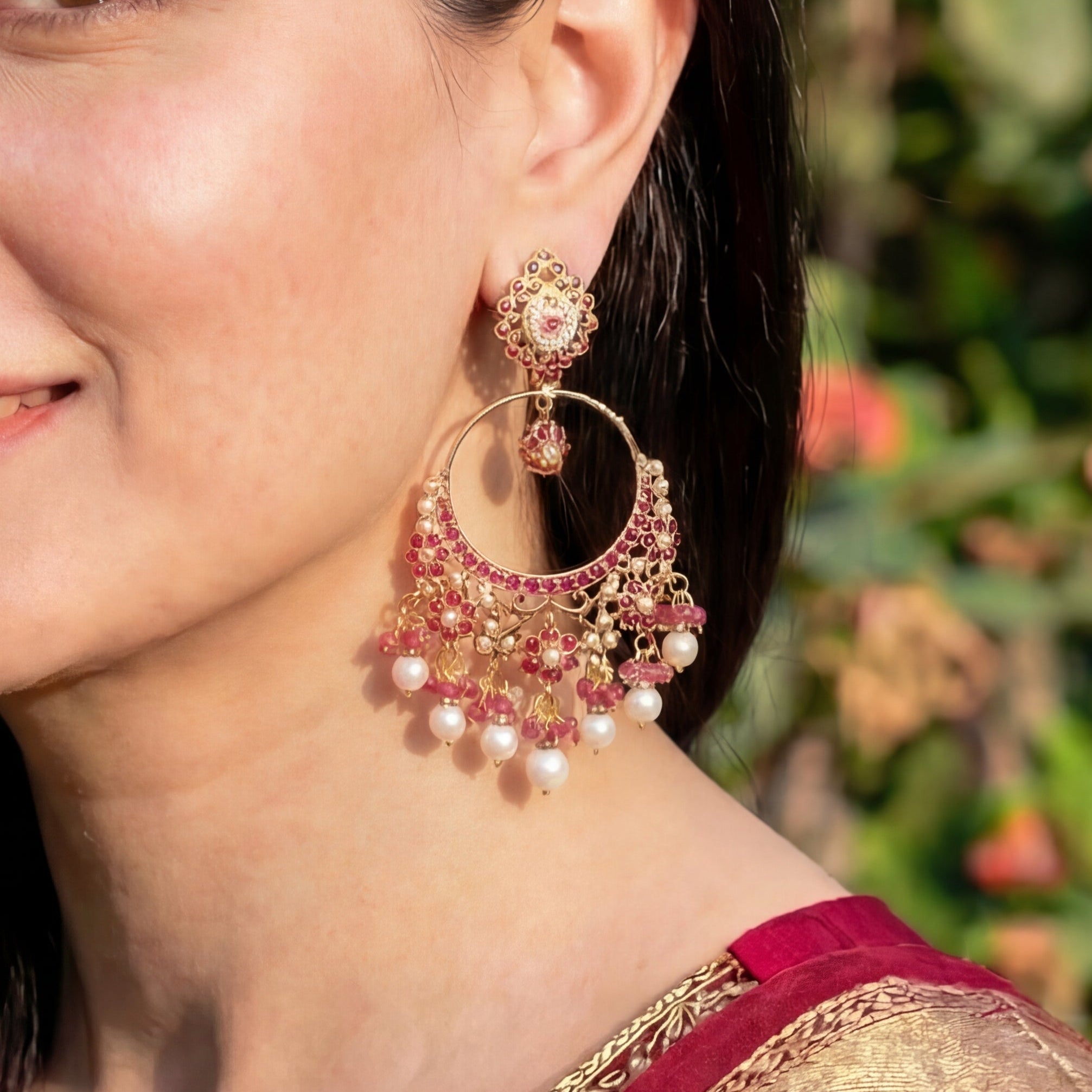 Exquisite Indian Silver Chandbali Earrings | Premium Jadau Jewelry in USA ER 496