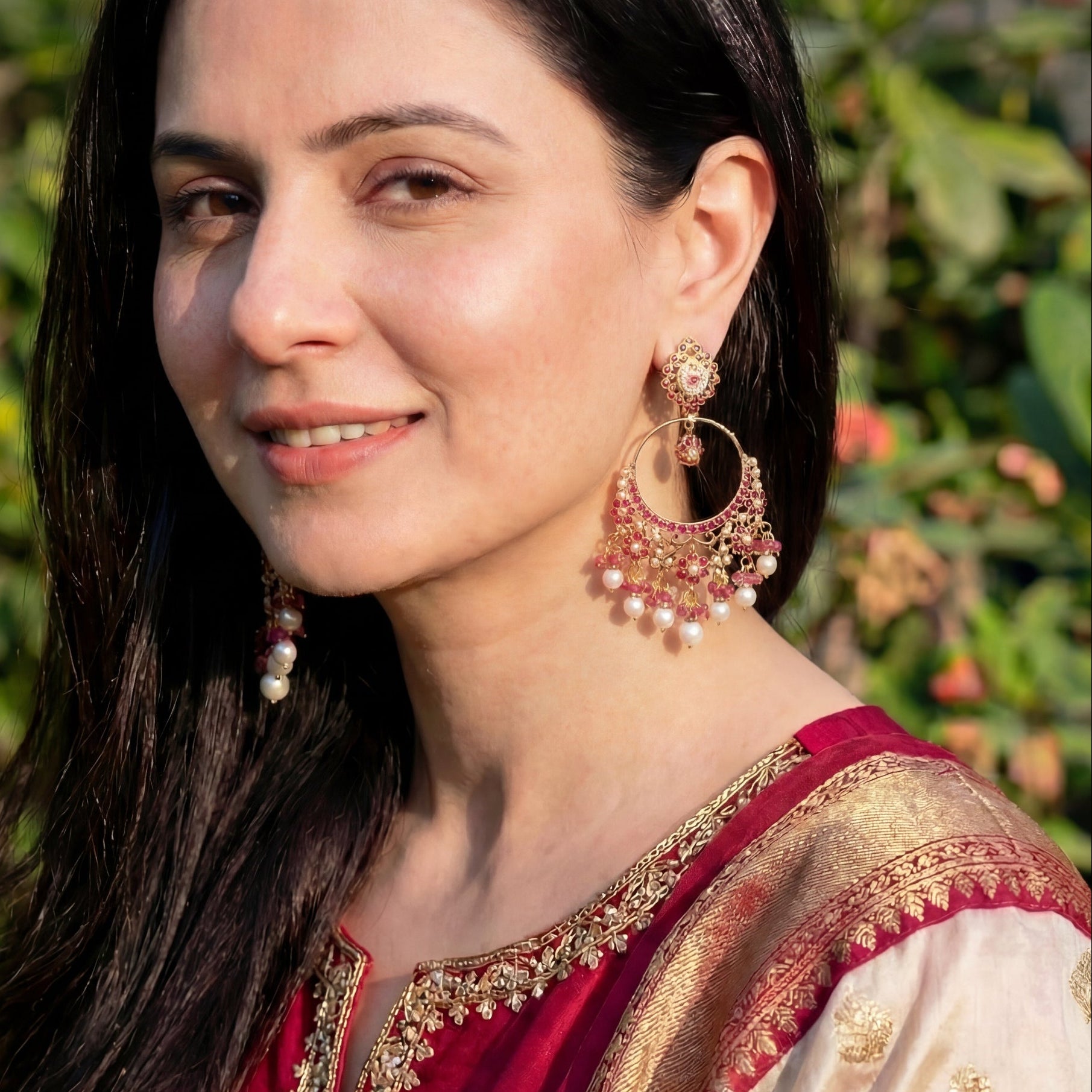 Exquisite Indian Silver Chandbali Earrings | Premium Jadau Jewelry in USA ER 496