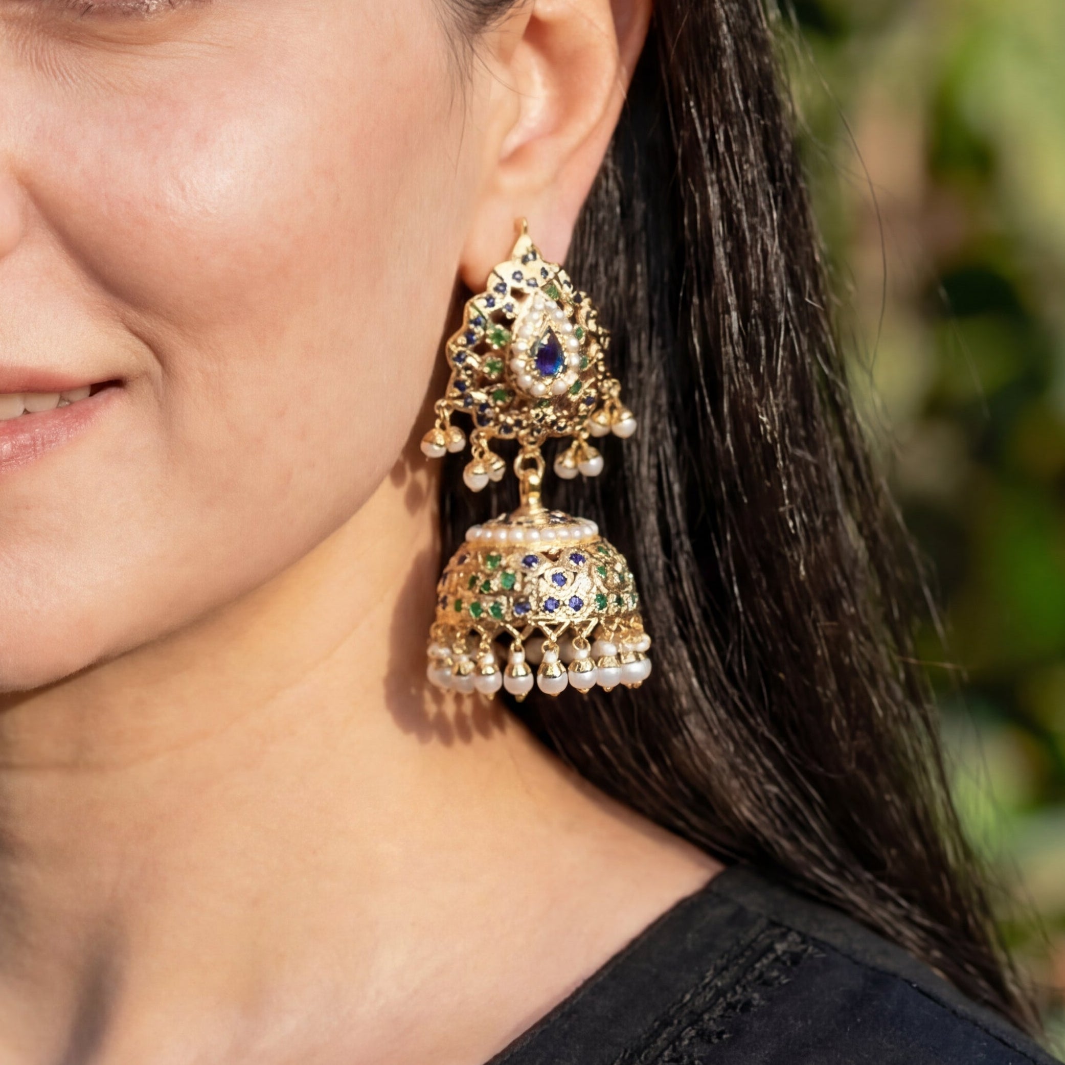 Jadau Jhumkas in Silver | Indian Fashion Jewelry Online ER 313