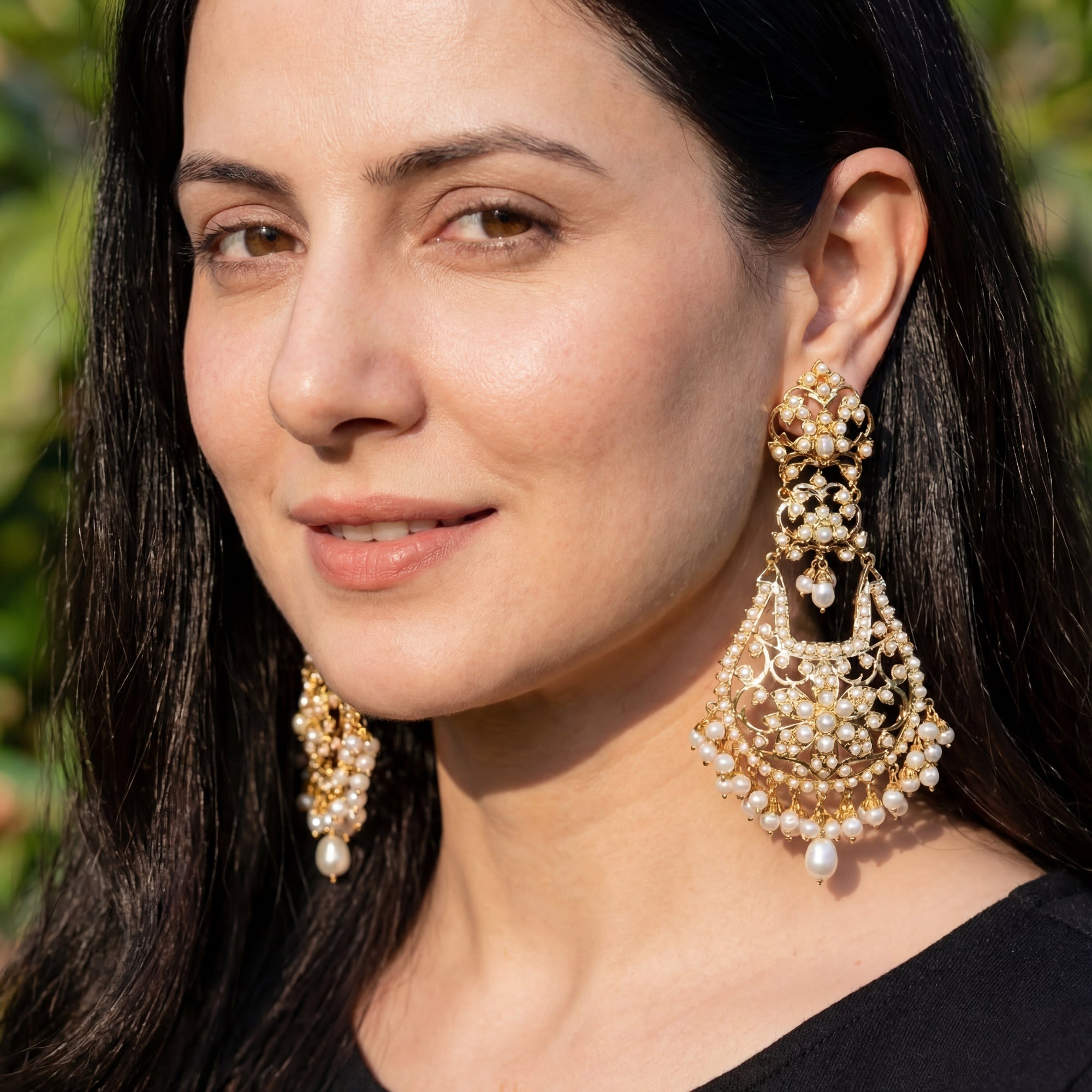 Long Pearl Earrings For Women | Statement Gold Plated  Indian Danglers ER 434