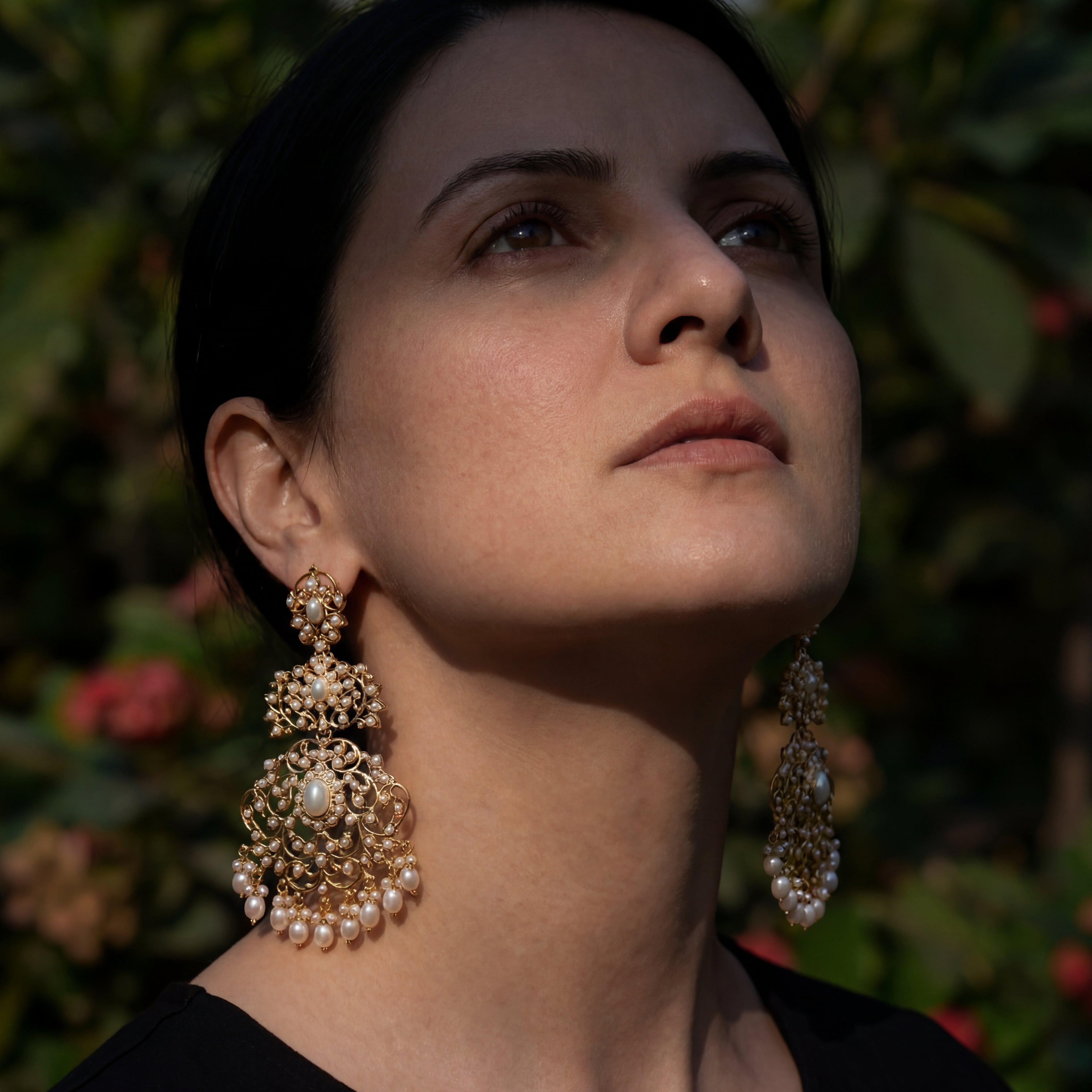 Exquisite Long Gold Plated Seed Pearl Earrings ER 277