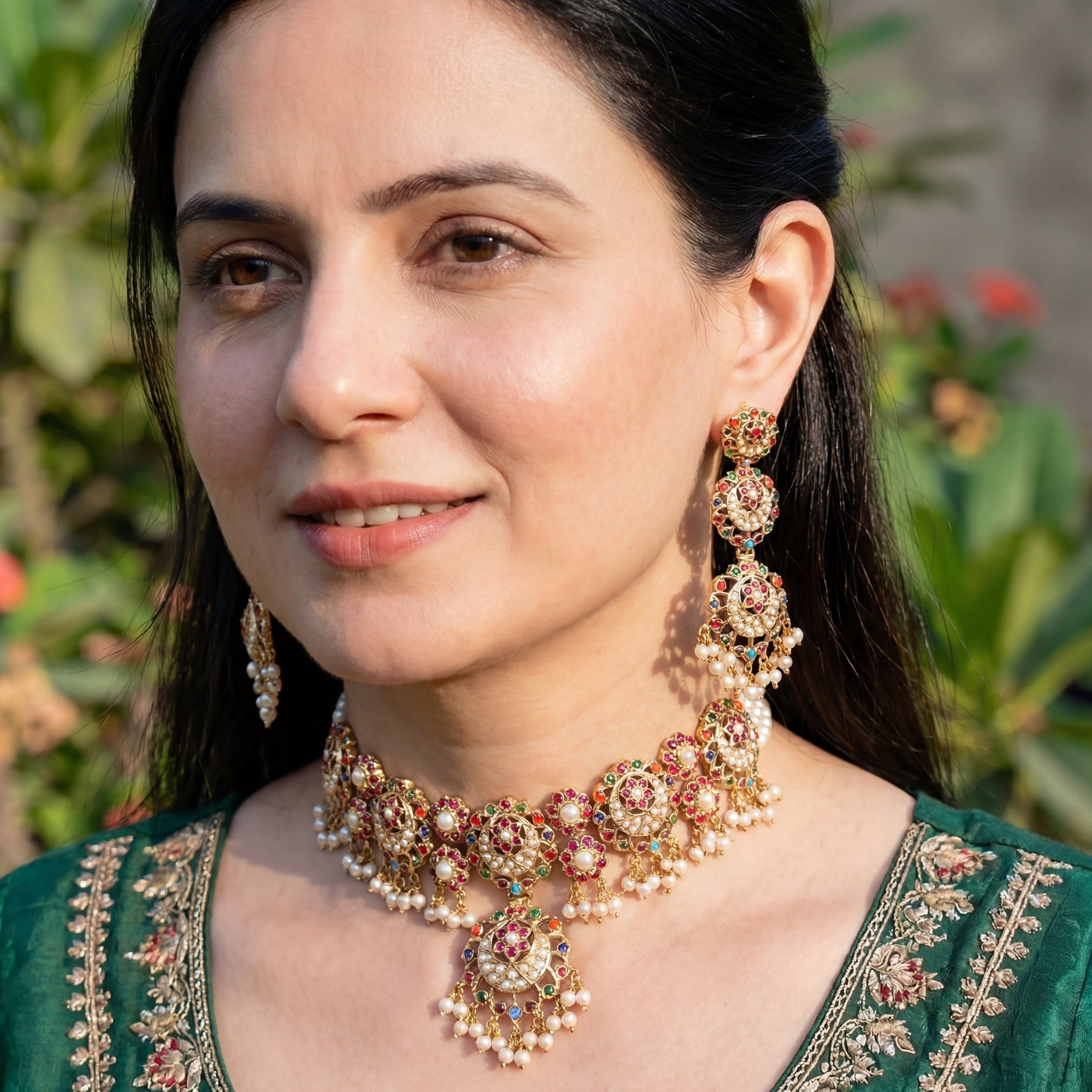 Navratna Choker Set | Gold Plated on Silver NS 430