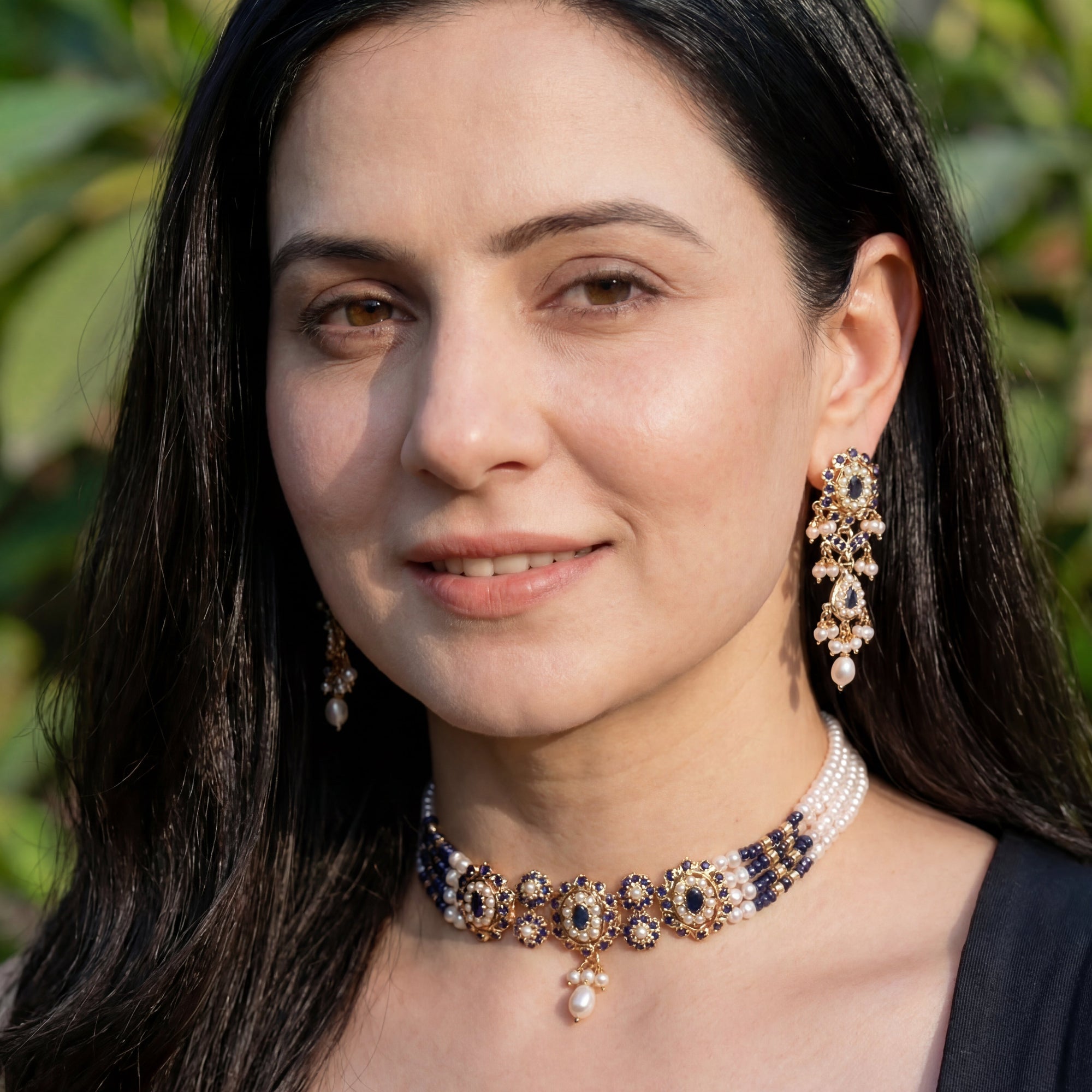 Premium Gold Plated Jadau Choker Set | Sterling Silver Base  NS 436