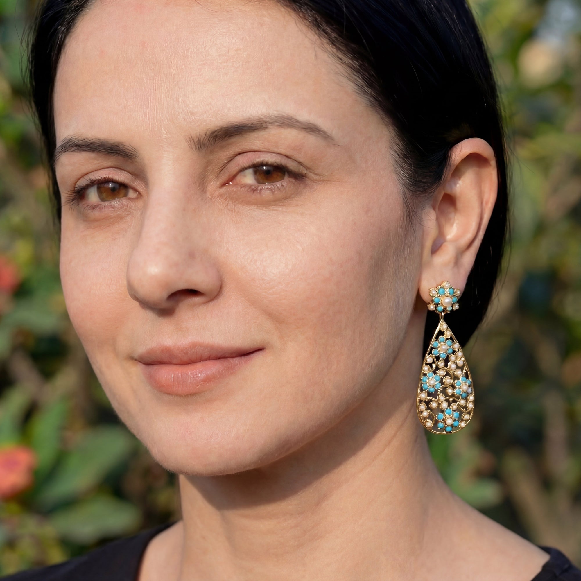 Gold Plated Earrings | 925 Silver, Pearls & Turquoise ER 235