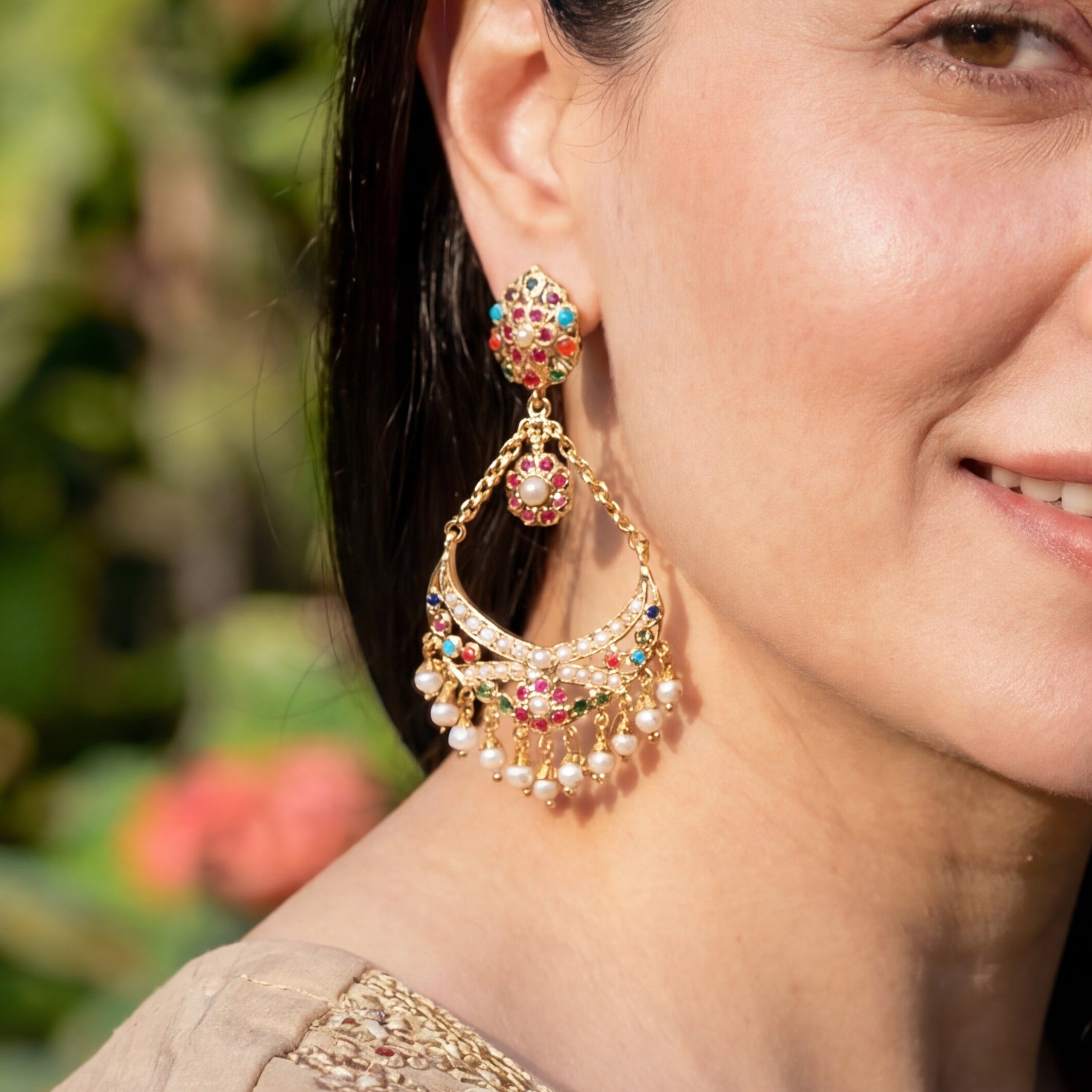 Light Weight Jadau Jhoomer Earrings | Fashion Earrings on 925 Silver ER 551