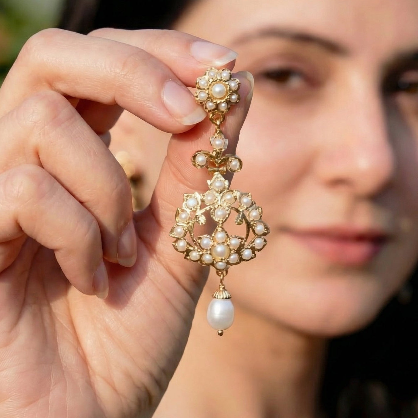 Dainty Indian Pearl Earrings | For Girls and Women | Light Weight Silver Earrings ER 358