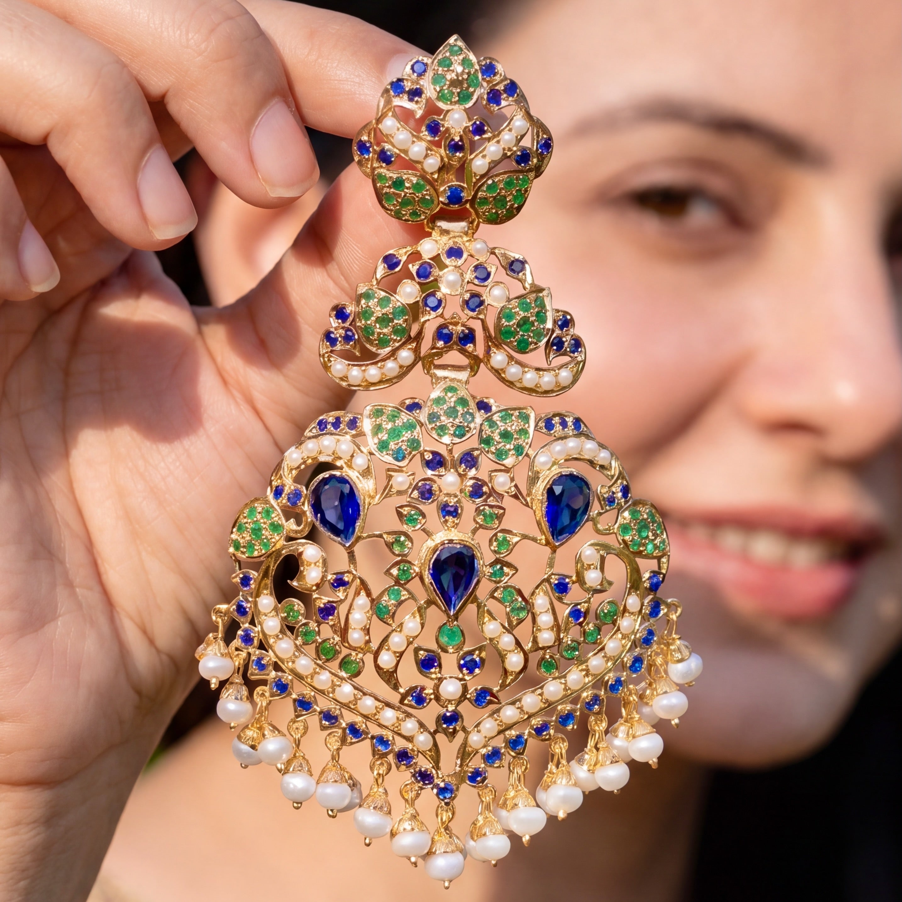 Indian Silver Earrings | Mughal Inspired Jewellery Design ER 338