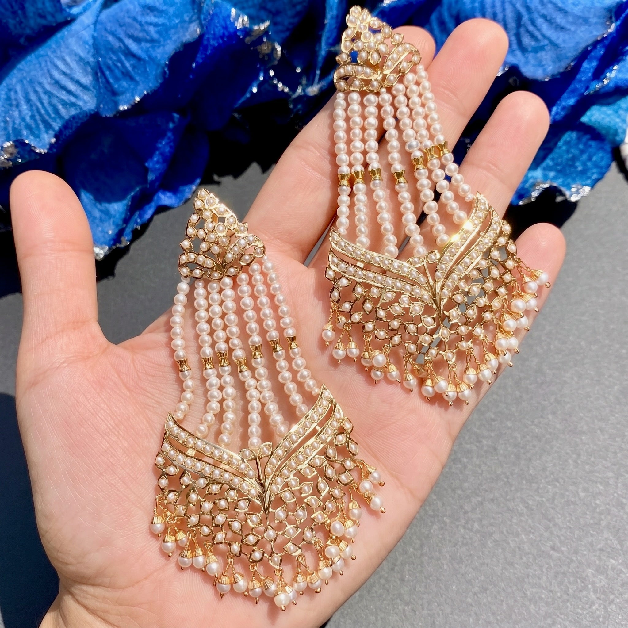 Classic Jhummer Style Pearl Earrings | Gold Plated Traditional Indian Earrings ER 593