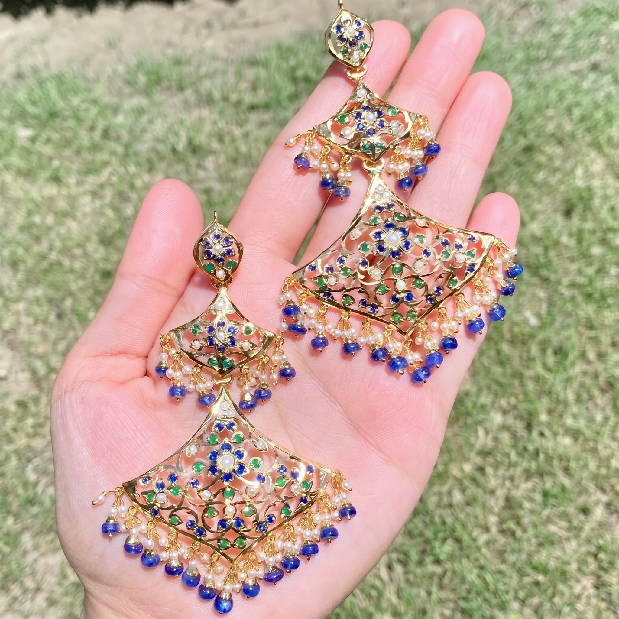 Three Step Gold Plated Indian Earrings ER 266