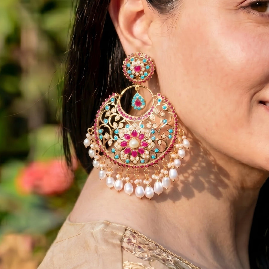 Big Silver Chandbali Earring | Exquisitely Hand Crafted Indian Jewelry ER 305