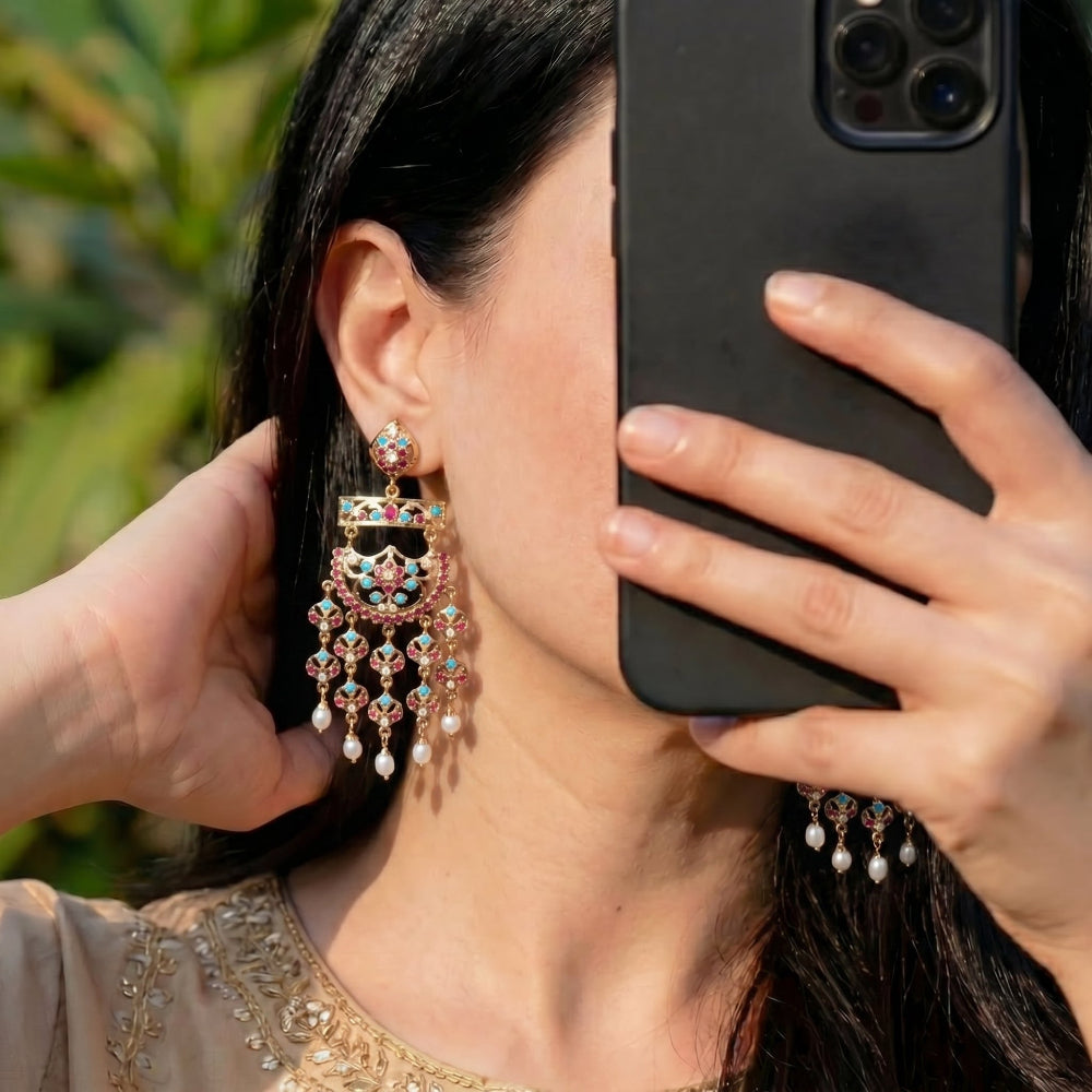 Dubai Style Gold Plated  Earrings | Long Danglers For Women ER 488