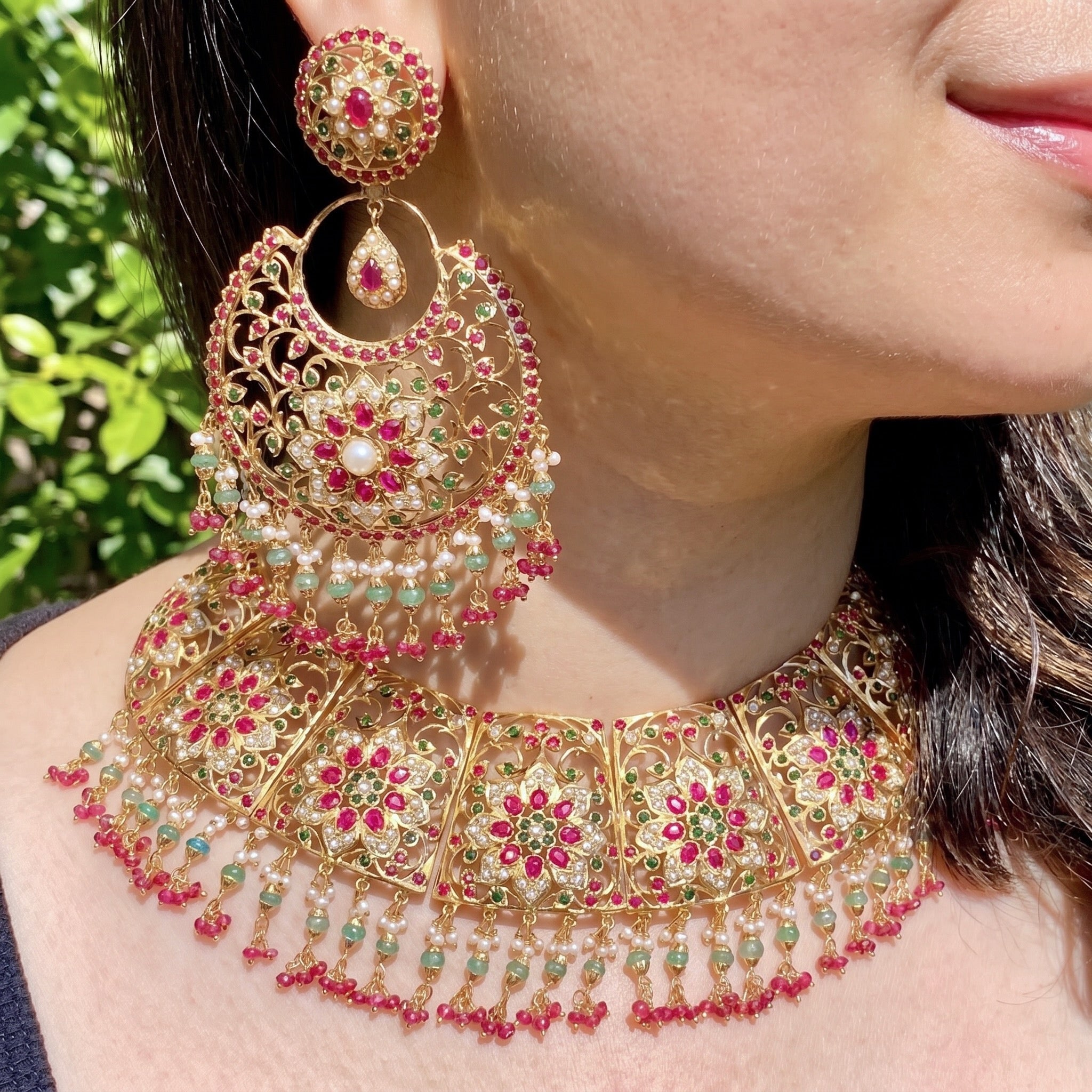 Bridal Wear Necklace Set | Antique Design | Indian Jadau Jewelry NS 271