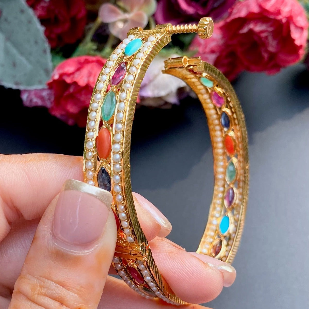 real navratna stone bangles malabar