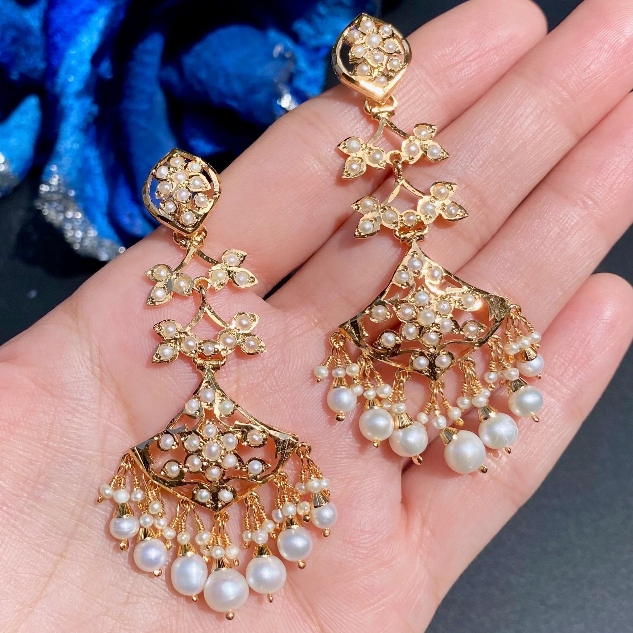 Exquisite Pearl Locket & Earrings Set | Gold Plated on Silver PS 135