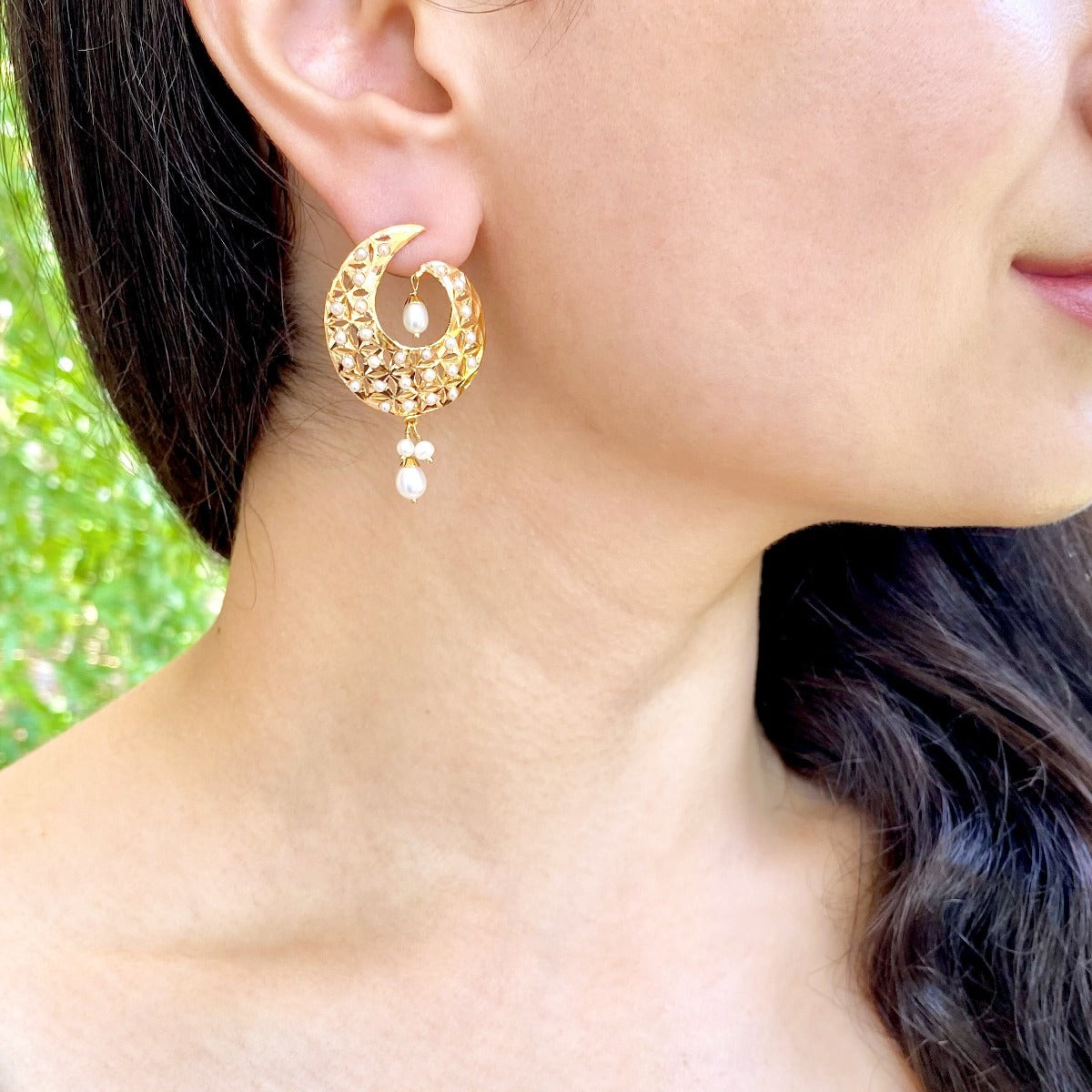 22k joroa earrings studded with pearls for women