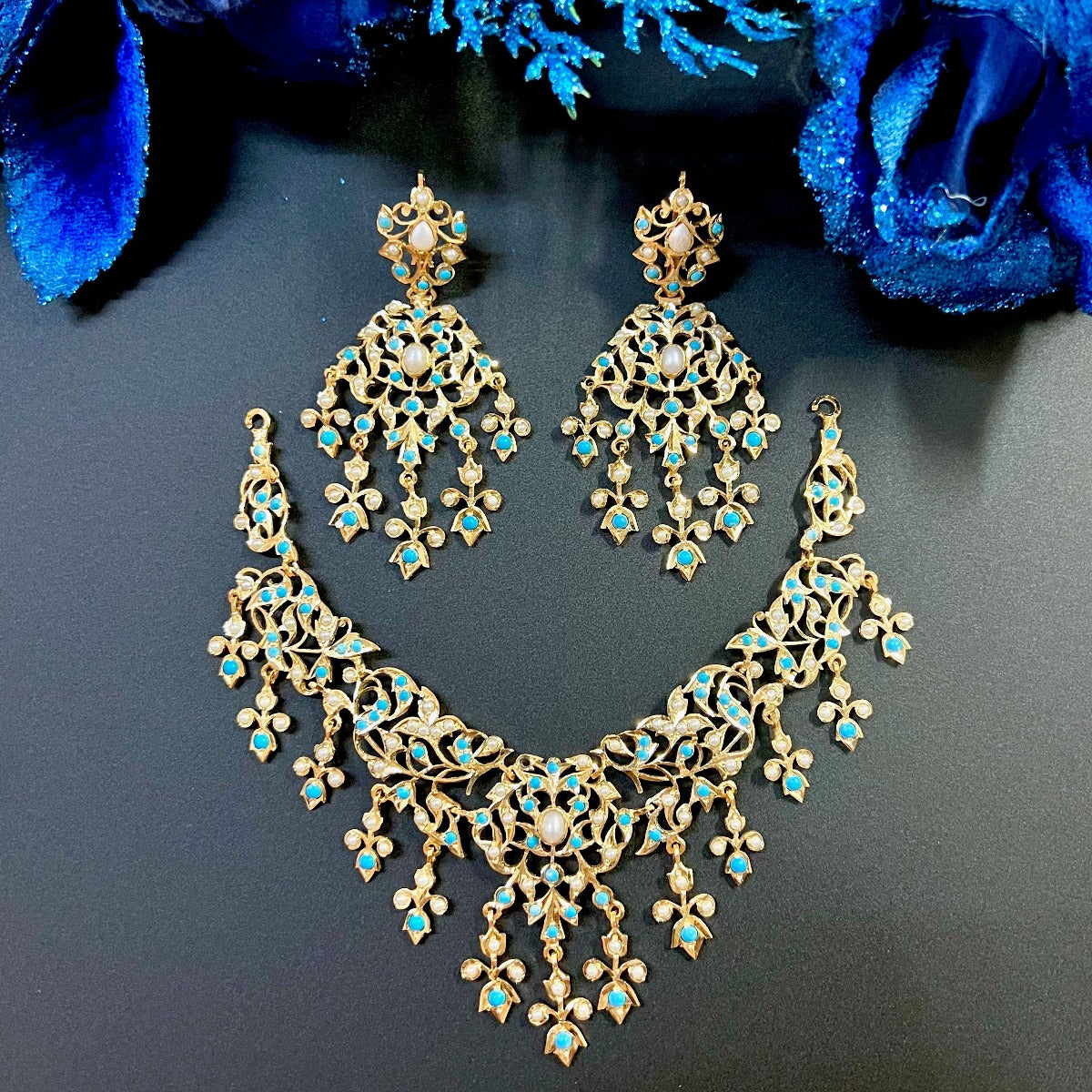 Edwardian Turquoise Set | Premium Gold Plated Jewelry | For Women