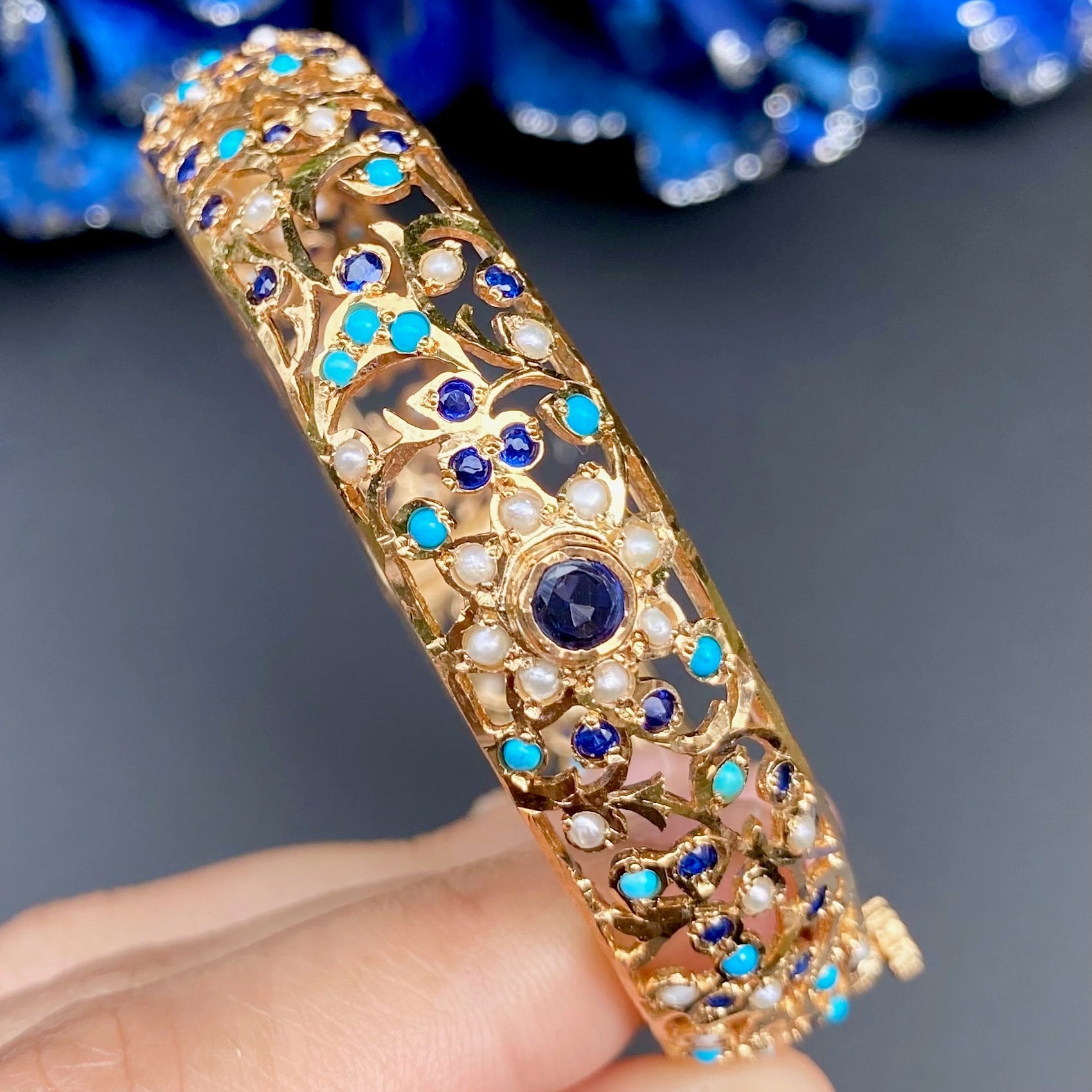 Traditional Indian Jadau Bangle for Women | Gold Plated on Silver Base BG 134