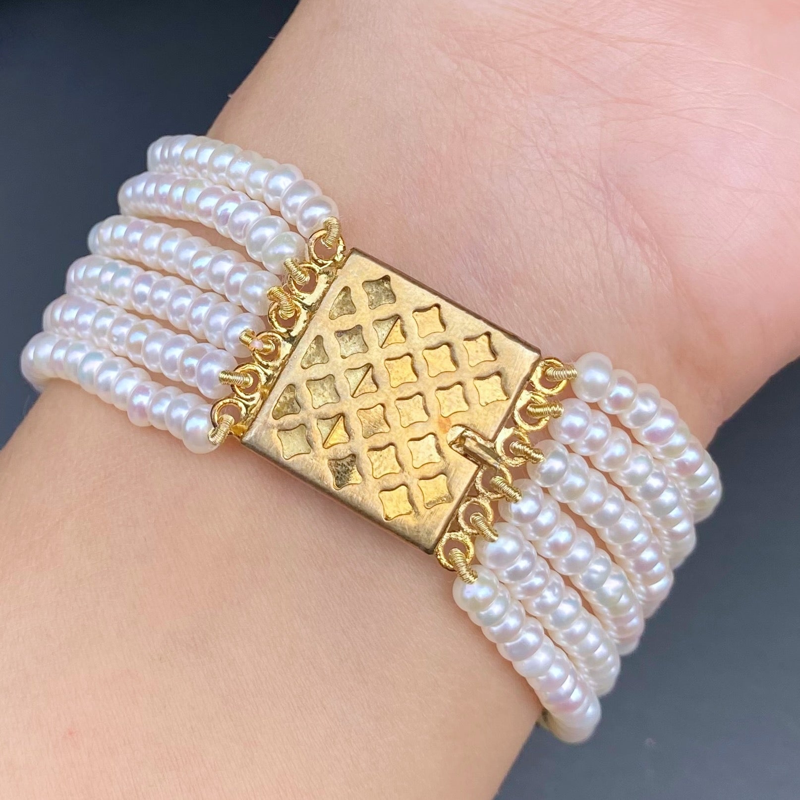 Traditional Pearl Dasti on 925 Silver with Gold Plating | Authentic Freshwater Pearls BG 136