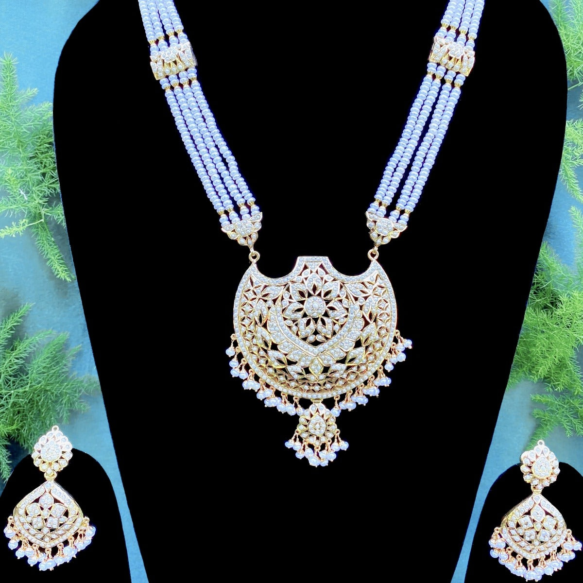 long pearl necklace set